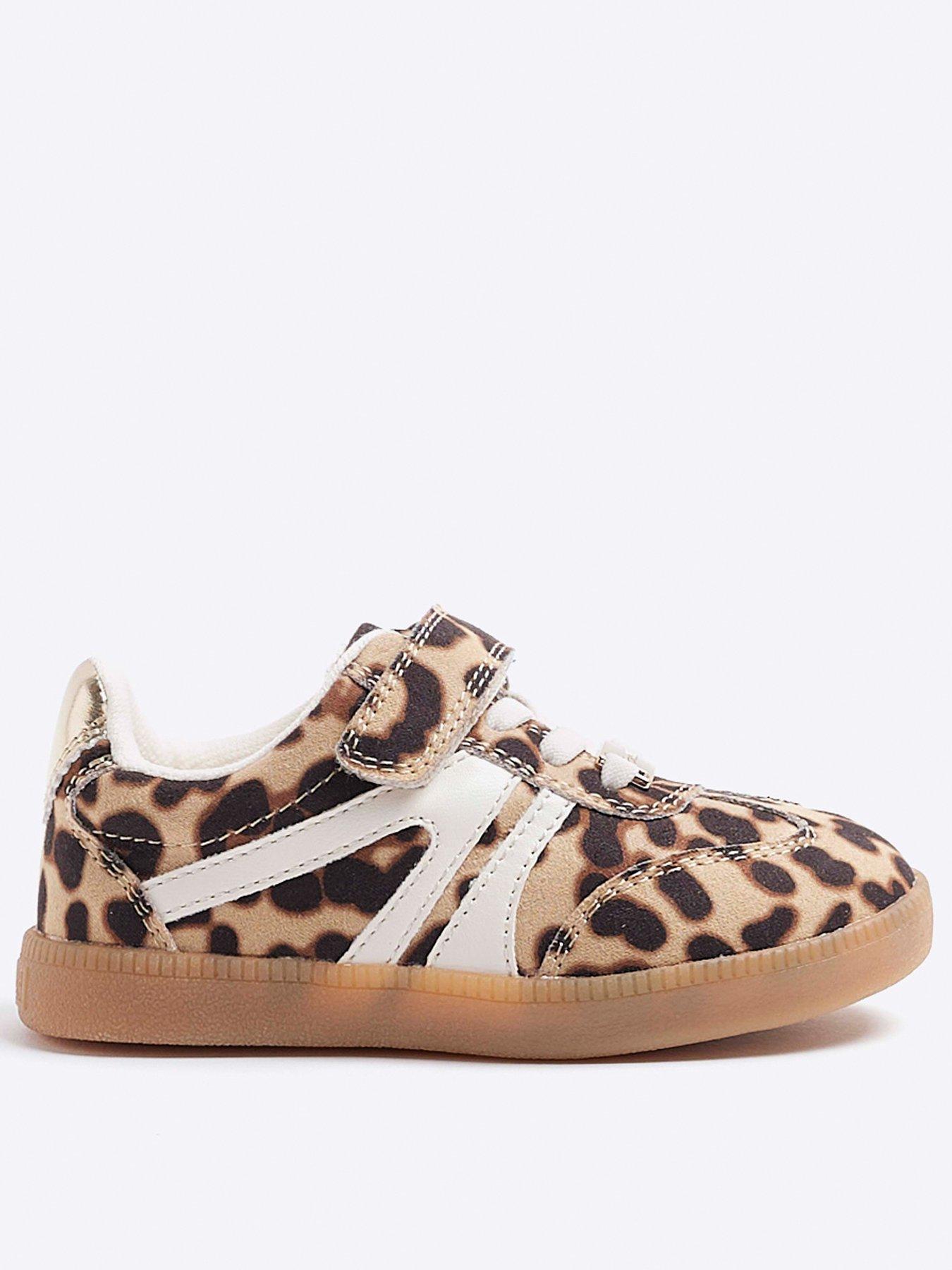 Mini Girl Leopard Print Trainers Brown