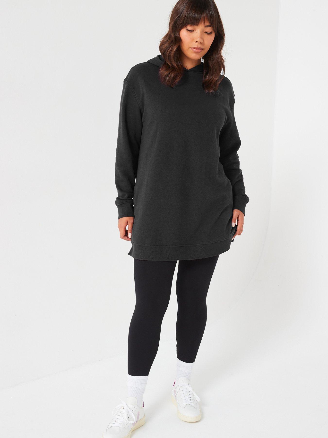 V by Very Curve Side Split Longline Hoodie - Black