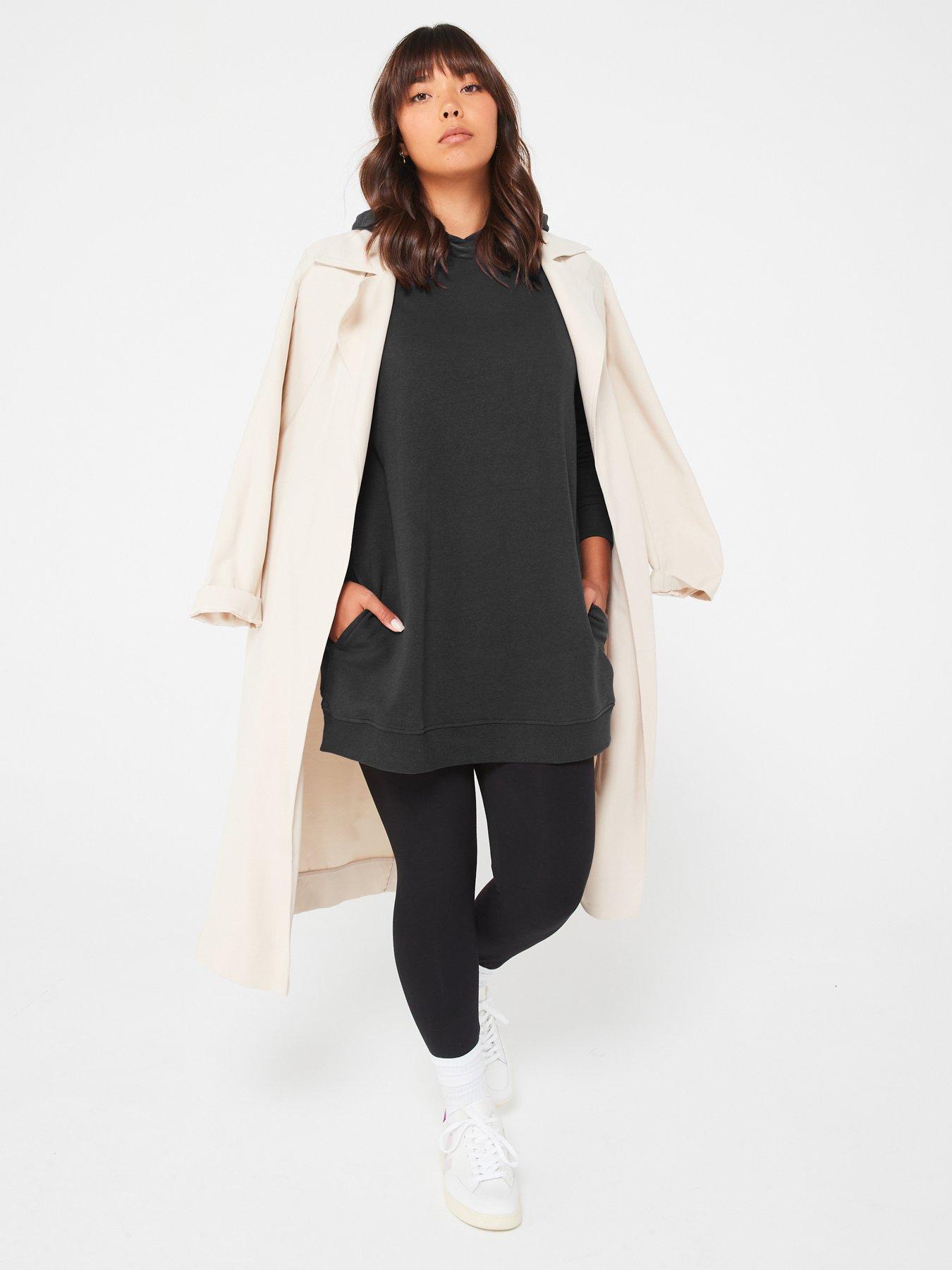 Image 3 of 6 of V by Very Curve Side Split Longline Hoodie - Black