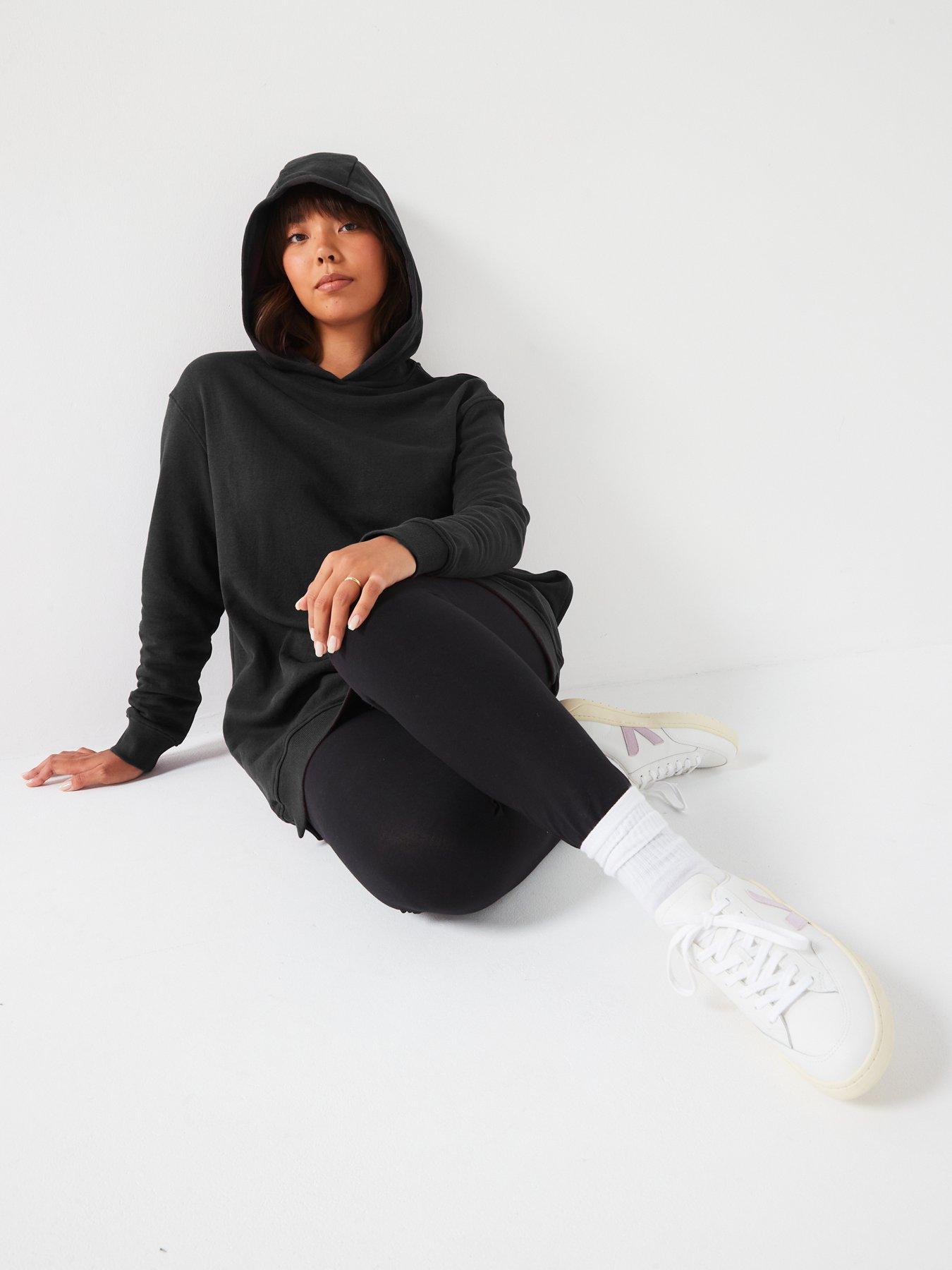 Image 5 of 6 of V by Very Curve Side Split Longline Hoodie - Black