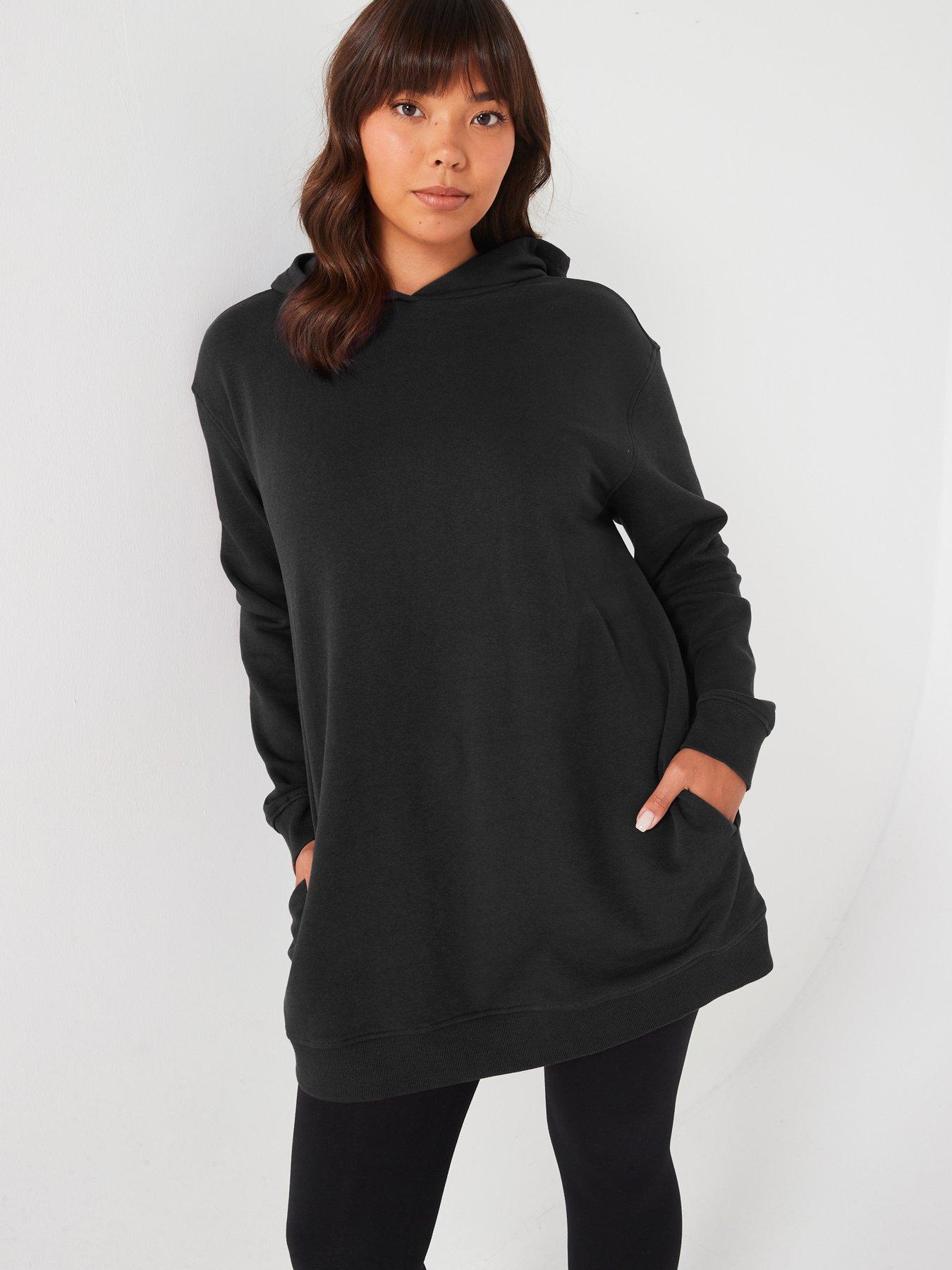 Image 6 of 6 of V by Very Curve Side Split Longline Hoodie - Black
