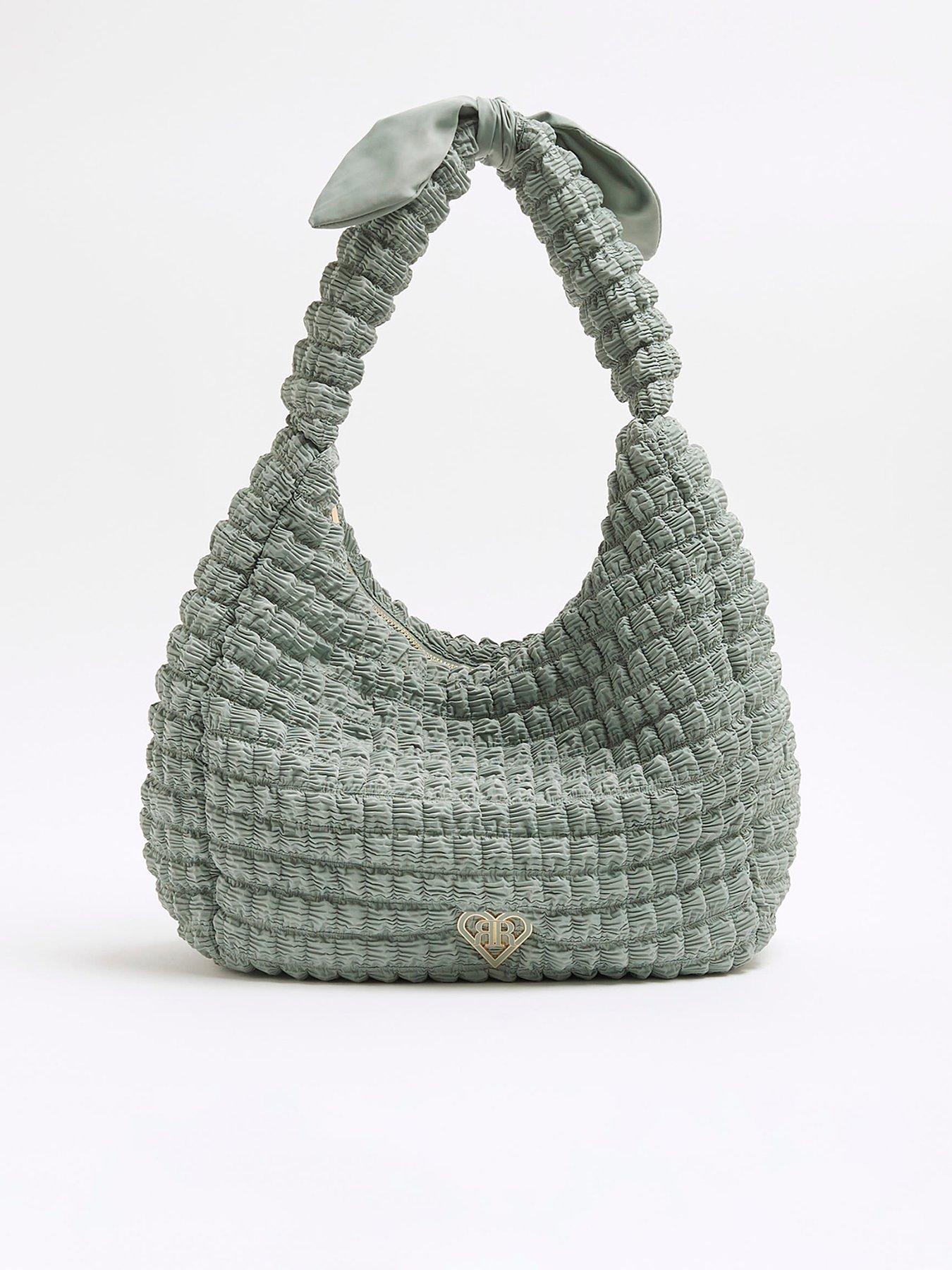 undefined Girls Nylon Scrunch Shoulder Bag - Khaki