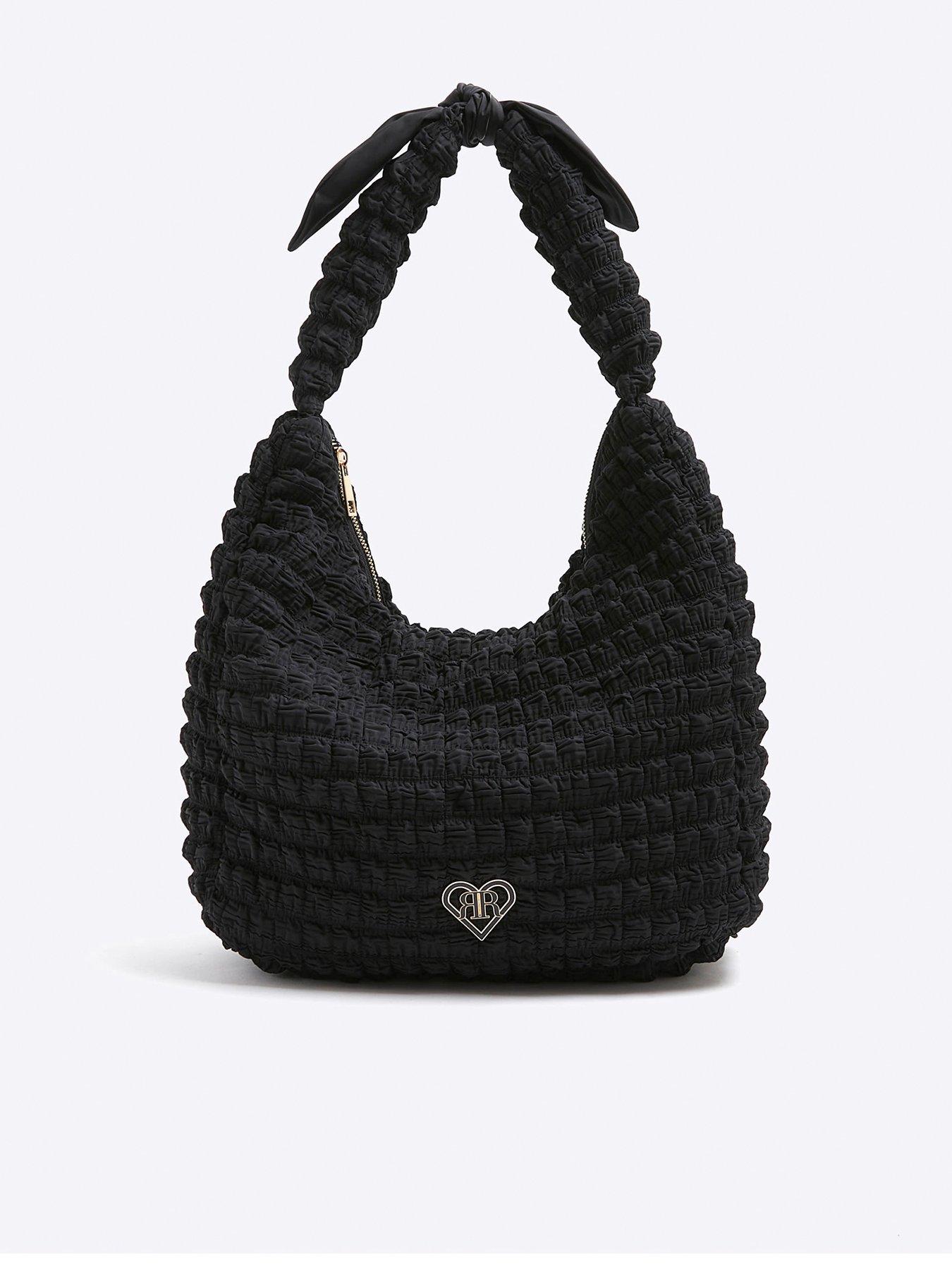 undefined Older Girl Textured Bow Shopper Bag - Black