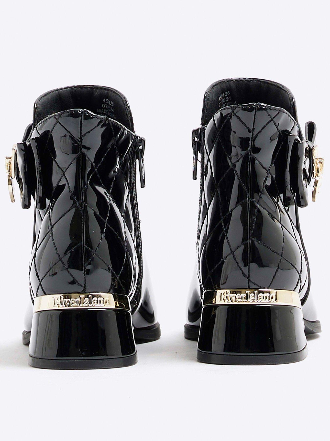 Bow Heeled Boots Black