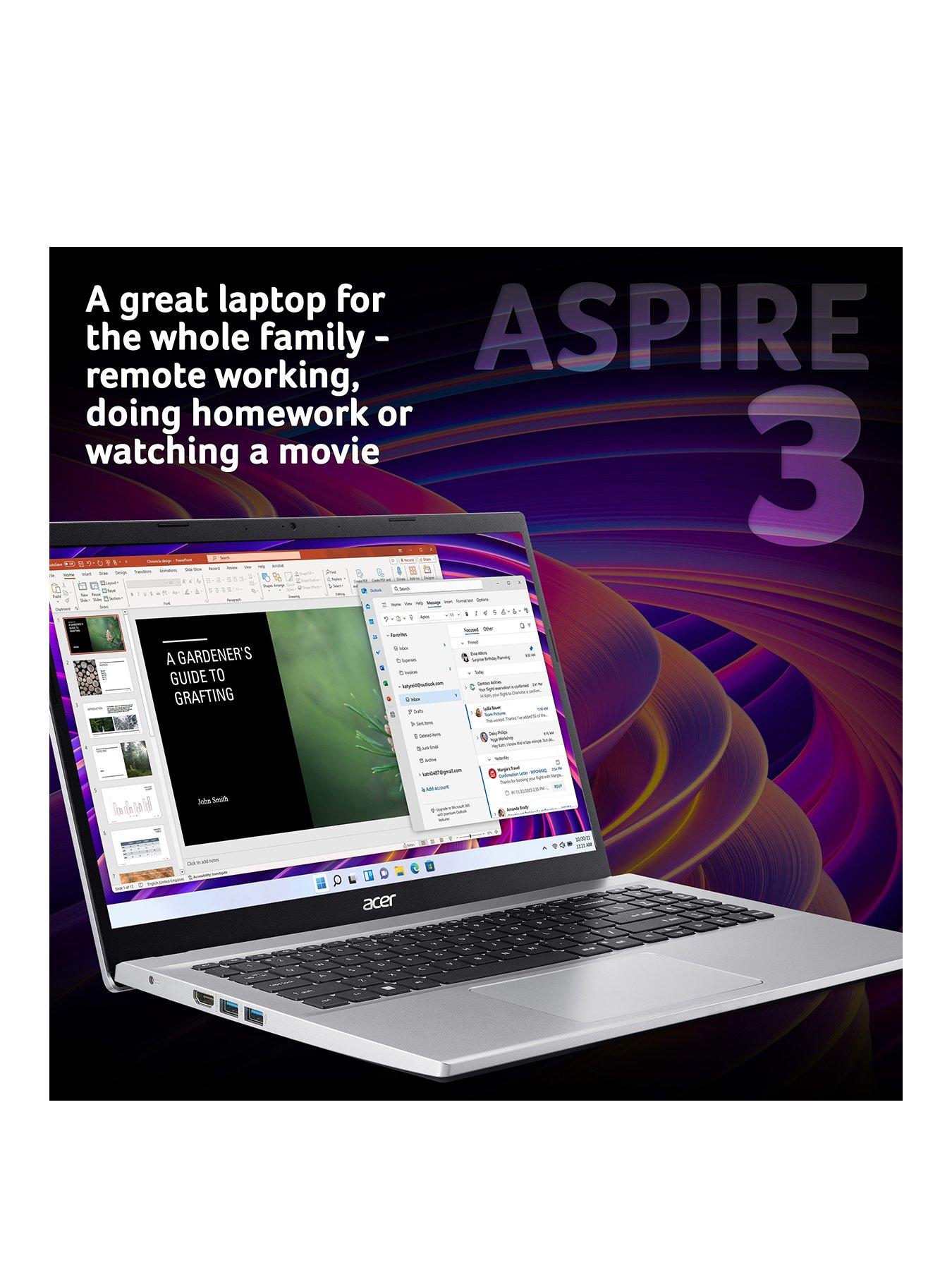 Image 2 of 8 of Acer Aspire 3 Laptop - 15.6in FHD,&nbsp;Intel Core i5, 8GB RAM, 1TB SSD - Silver