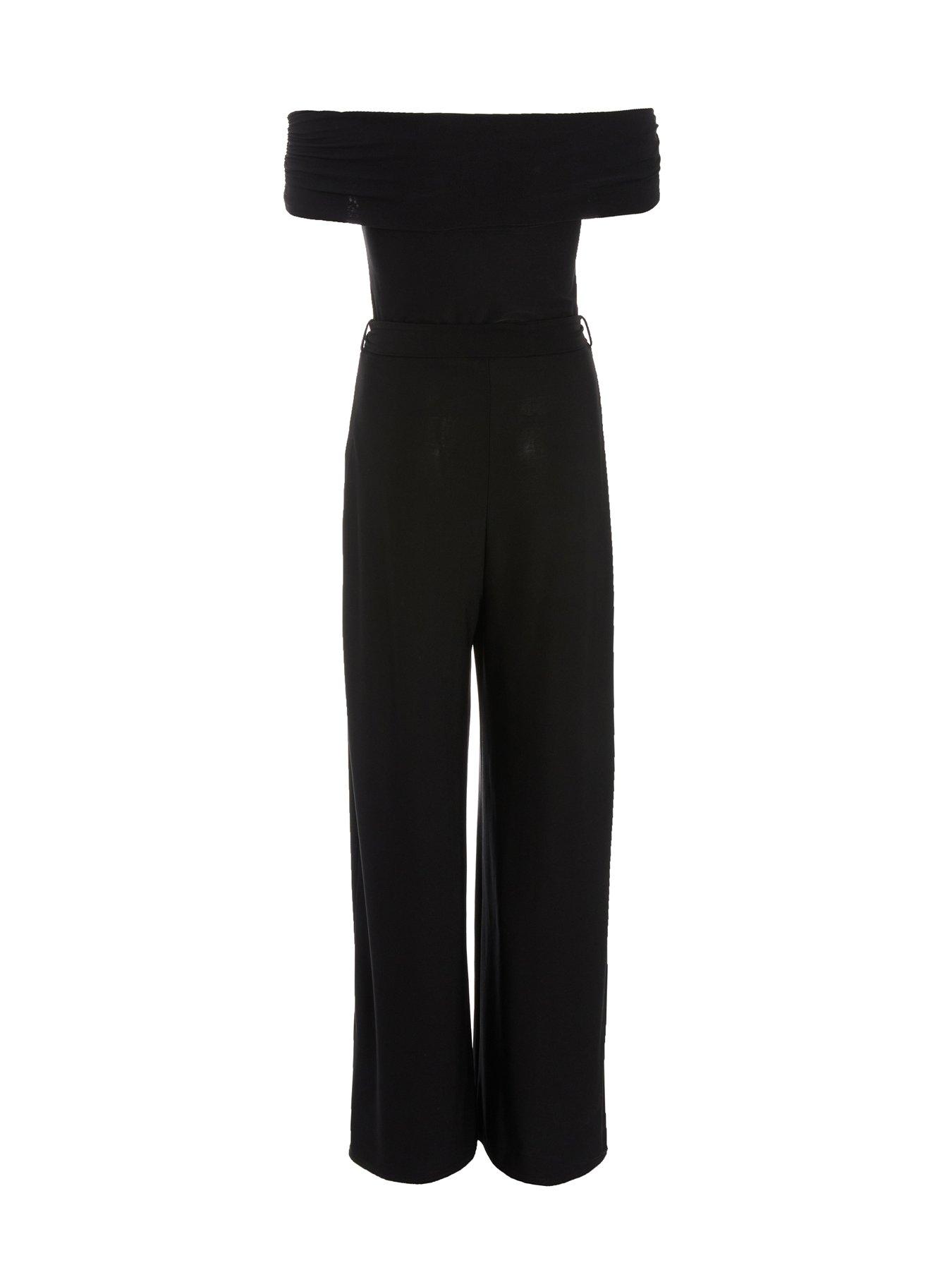 Quiz Bardot Palazzo Jumpsuit Black Very