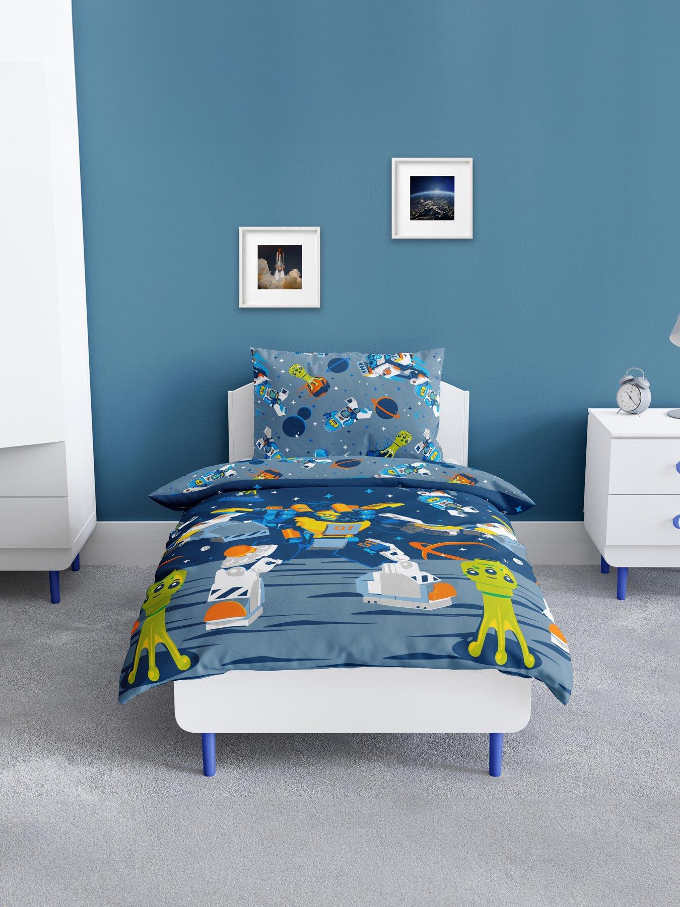 Product photograph of Lego Cityscape Rotary Duvet Set- Single - Blue from very.co.uk