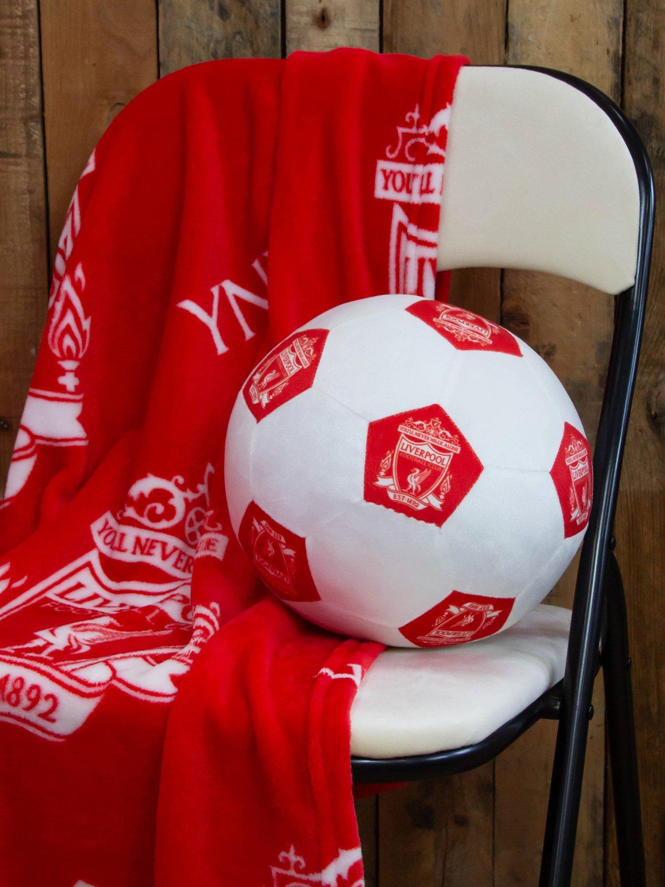 Product photograph of Liverpool Fc Football Shaped Cushion - White Red from very.co.uk