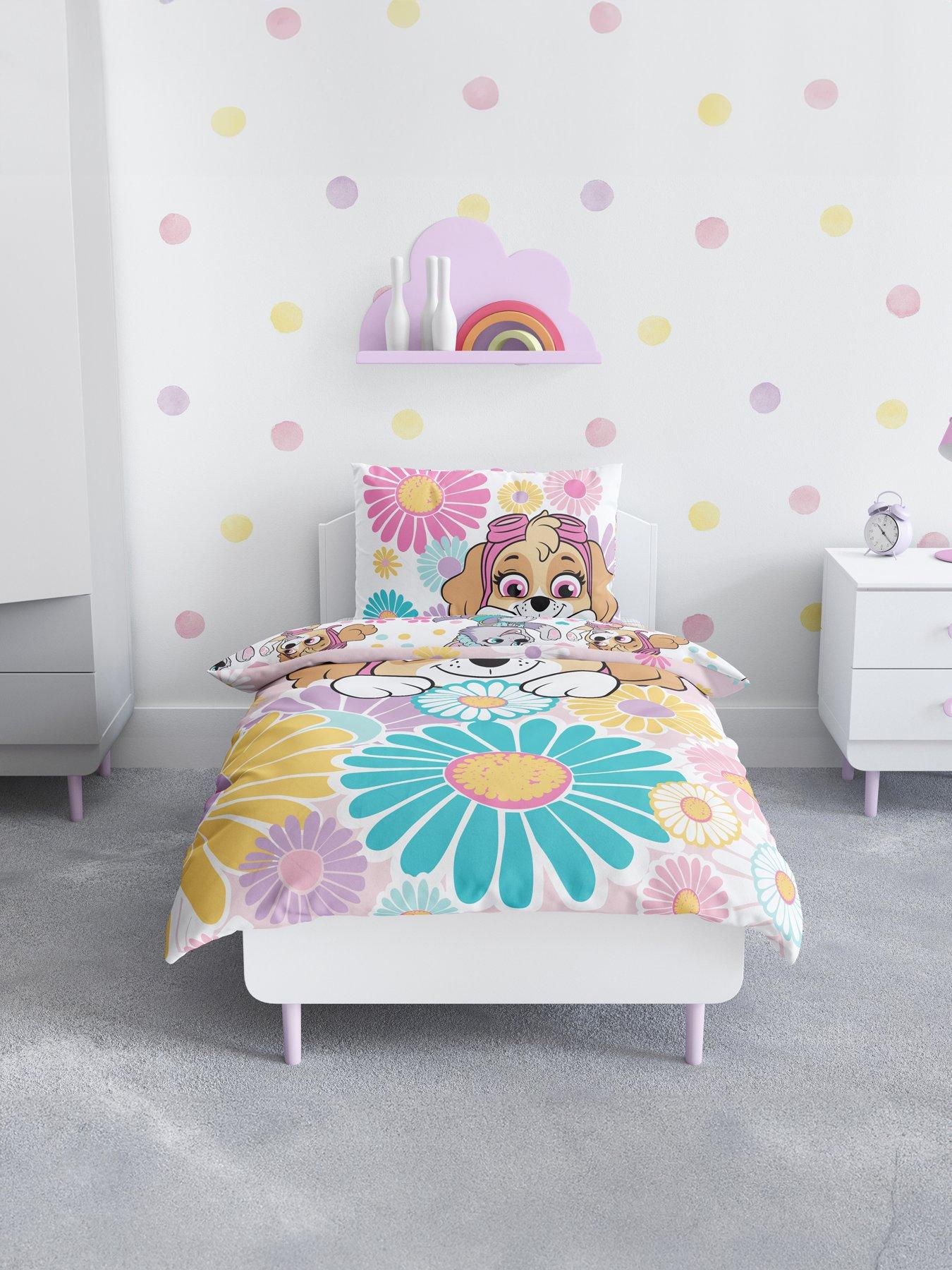 Product photograph of Paw Patrol Flower Panel Duvet Set- Junior - Pink from very.co.uk