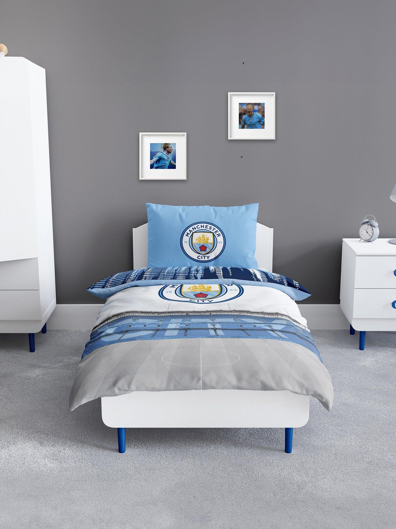 Product photograph of Manchester City Man City Stadium Digi Print Panel Single Duvet from very.co.uk