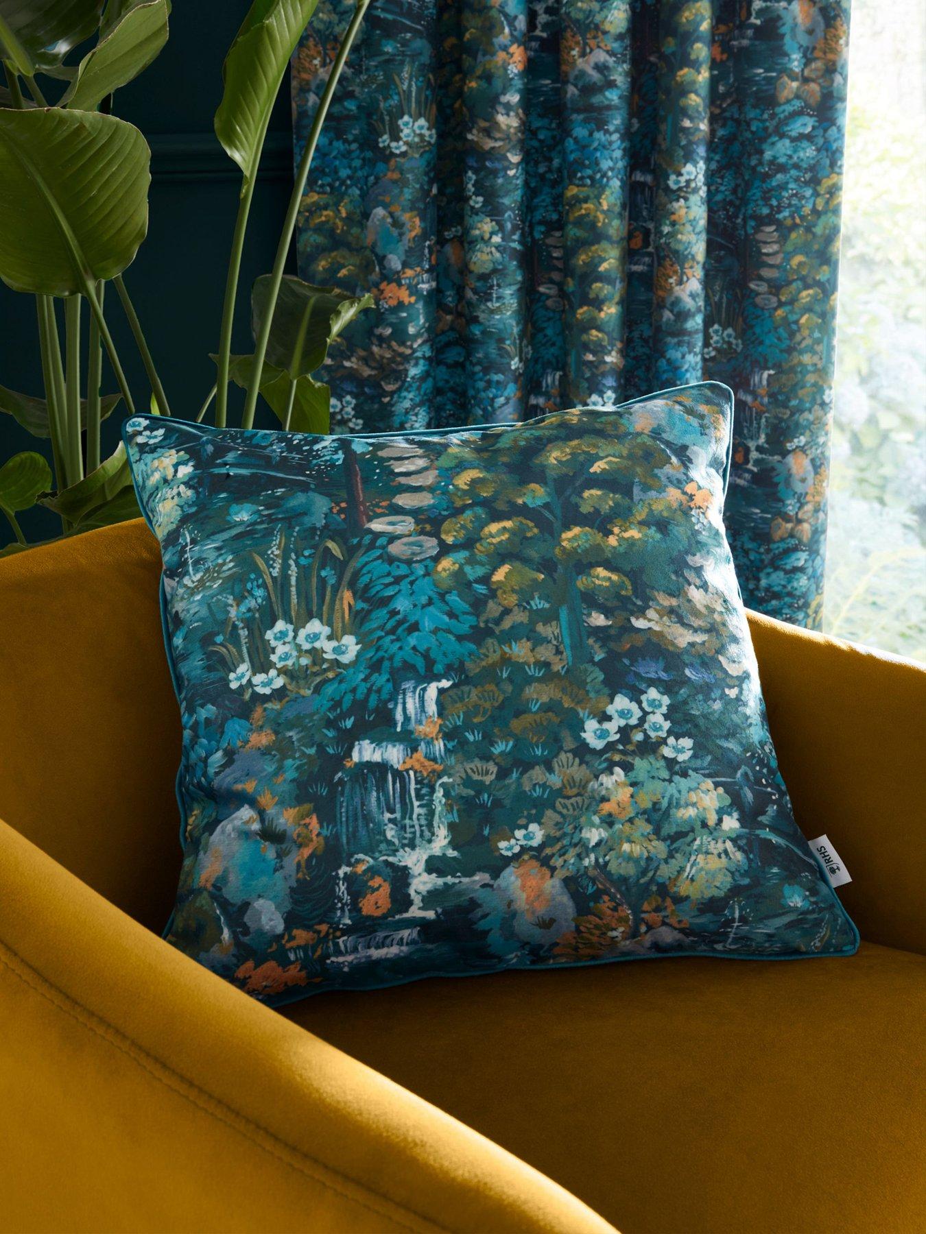 Product photograph of Rhs Garden Walk Cushion 50 X 50cm - Blue from very.co.uk