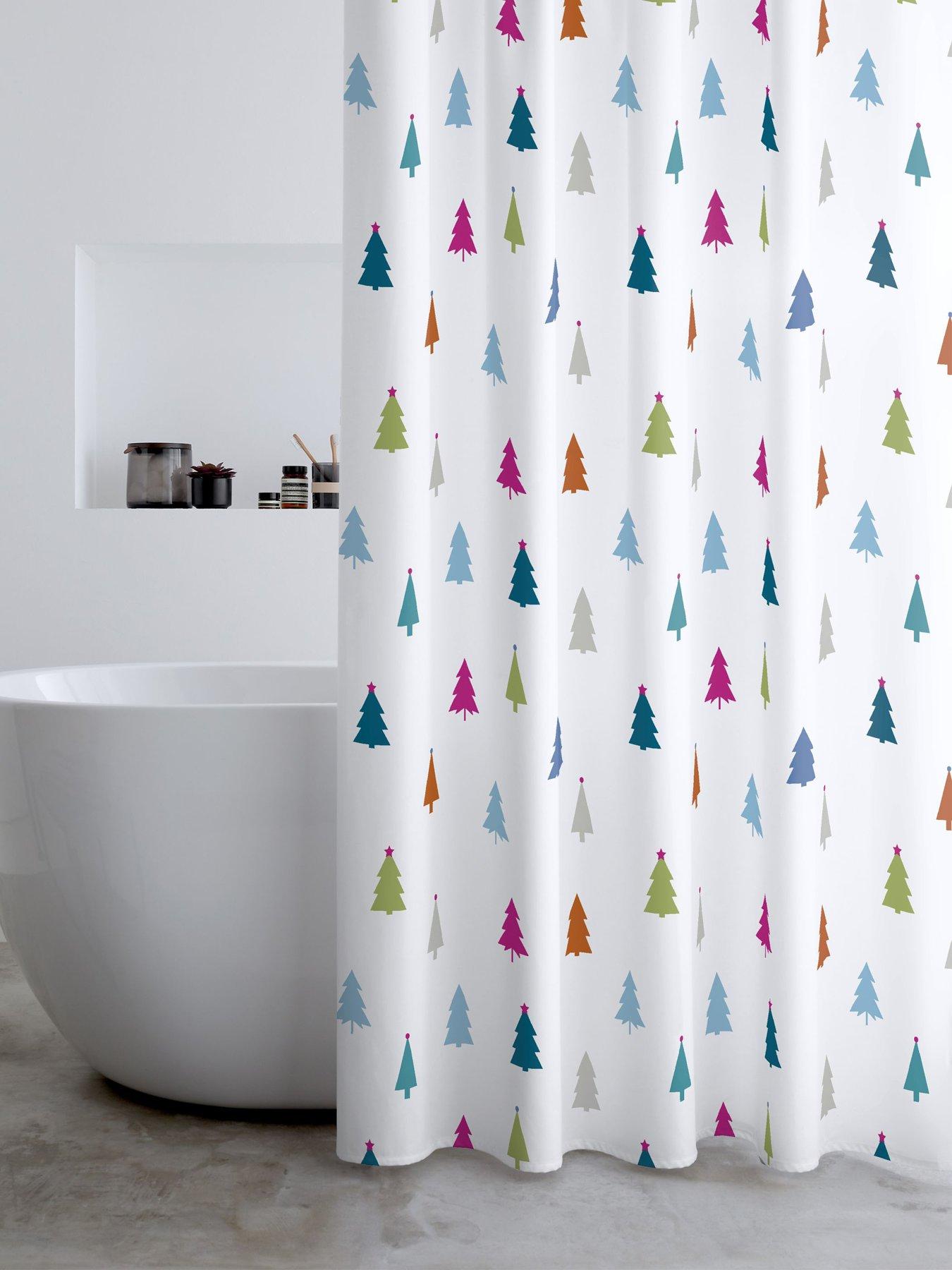 Product photograph of Catherine Lansfield Christmas Tree Shower Curtain from very.co.uk