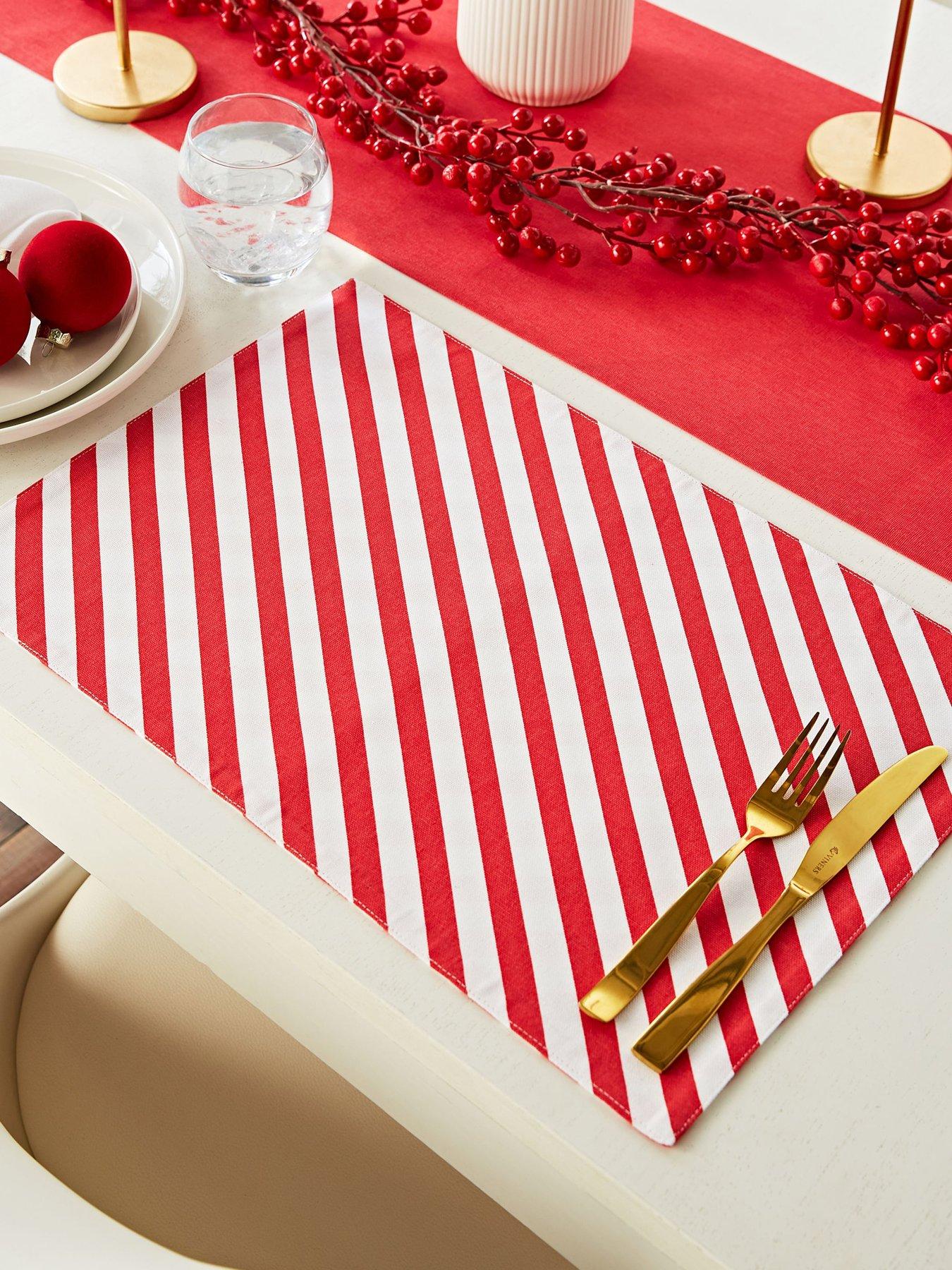 Catherine Lansfield Christmas Candy Cane Placemats – Set of 4