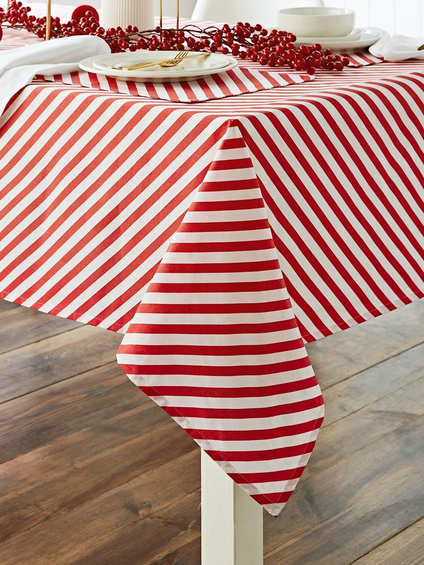 Image 3 of 3 of Catherine Lansfield Christmas Candy Cane Small Tablecloth