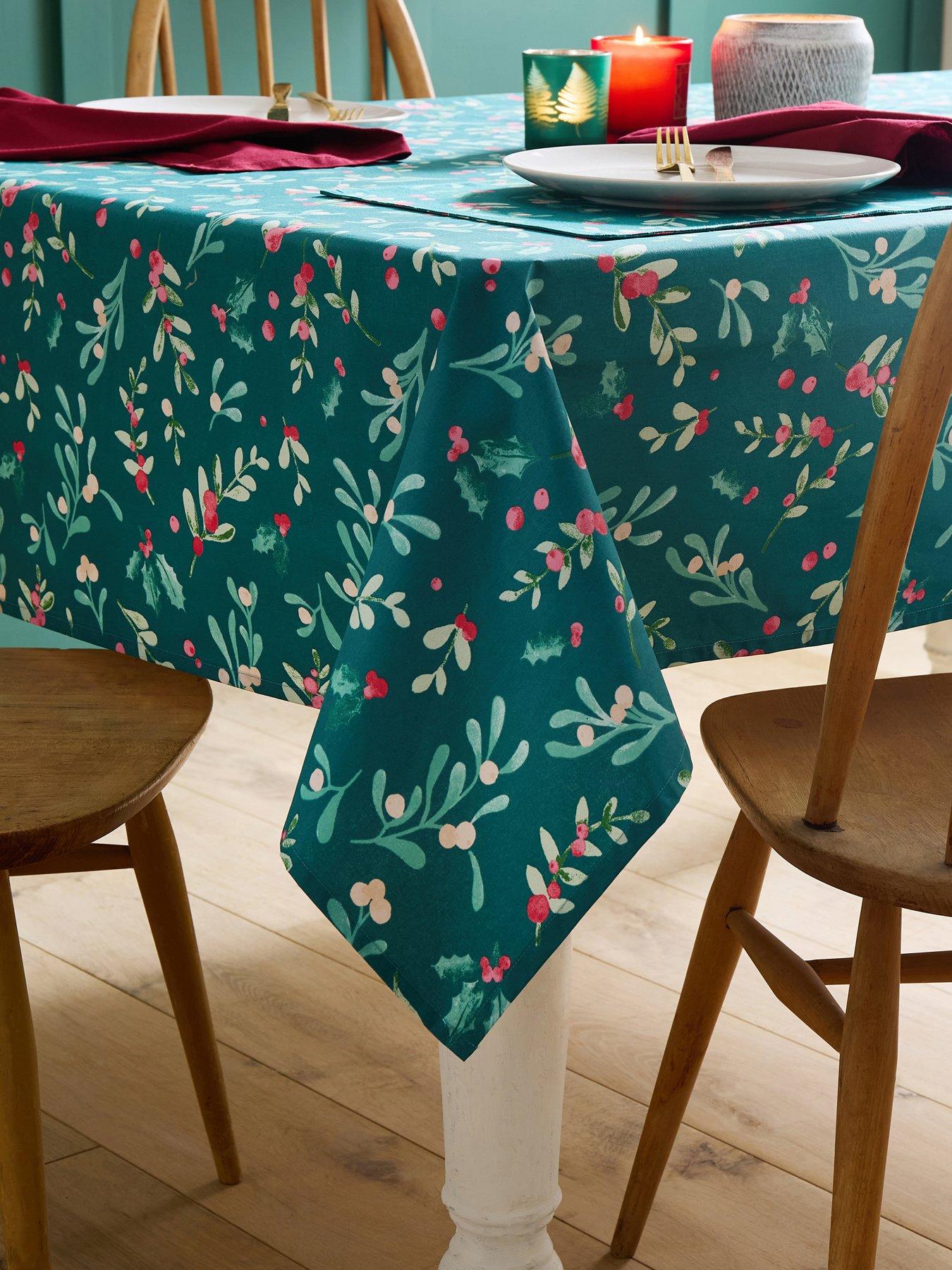 Image 3 of 3 of Catherine Lansfield Christmas Holly and Mistletoe Small Tablecloth