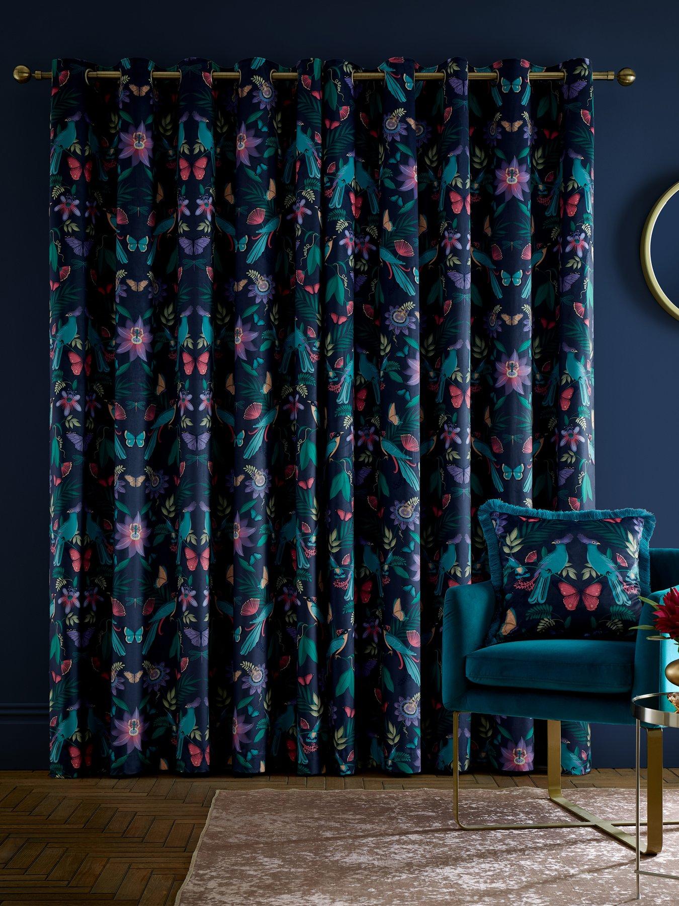 Image 3 of 3 of Catherine Lansfield Mya Tropical Birds Curtains