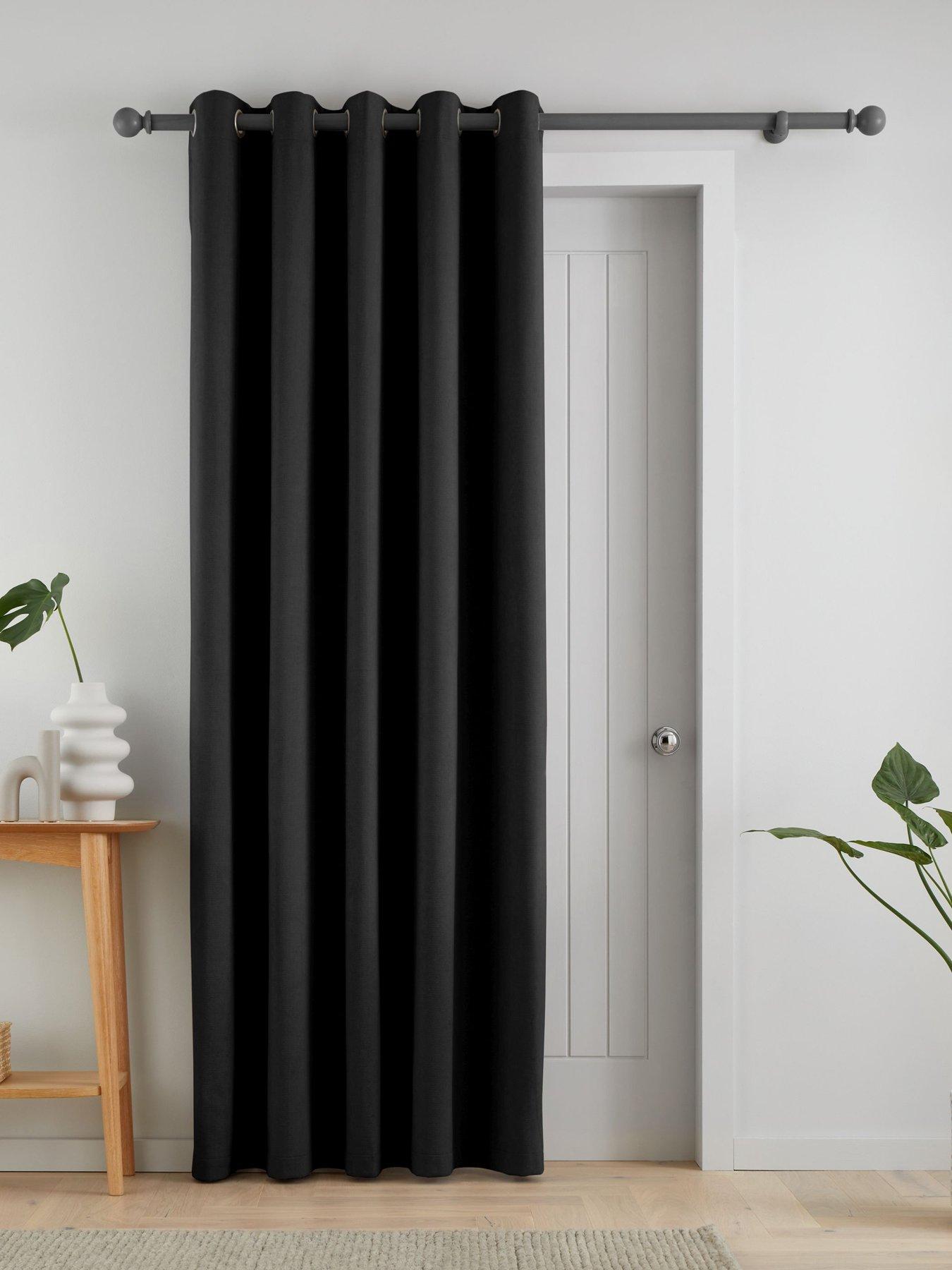 Image 2 of 3 of Catherine Lansfield Wilson Velvet Thermal Blackout Door Curtain