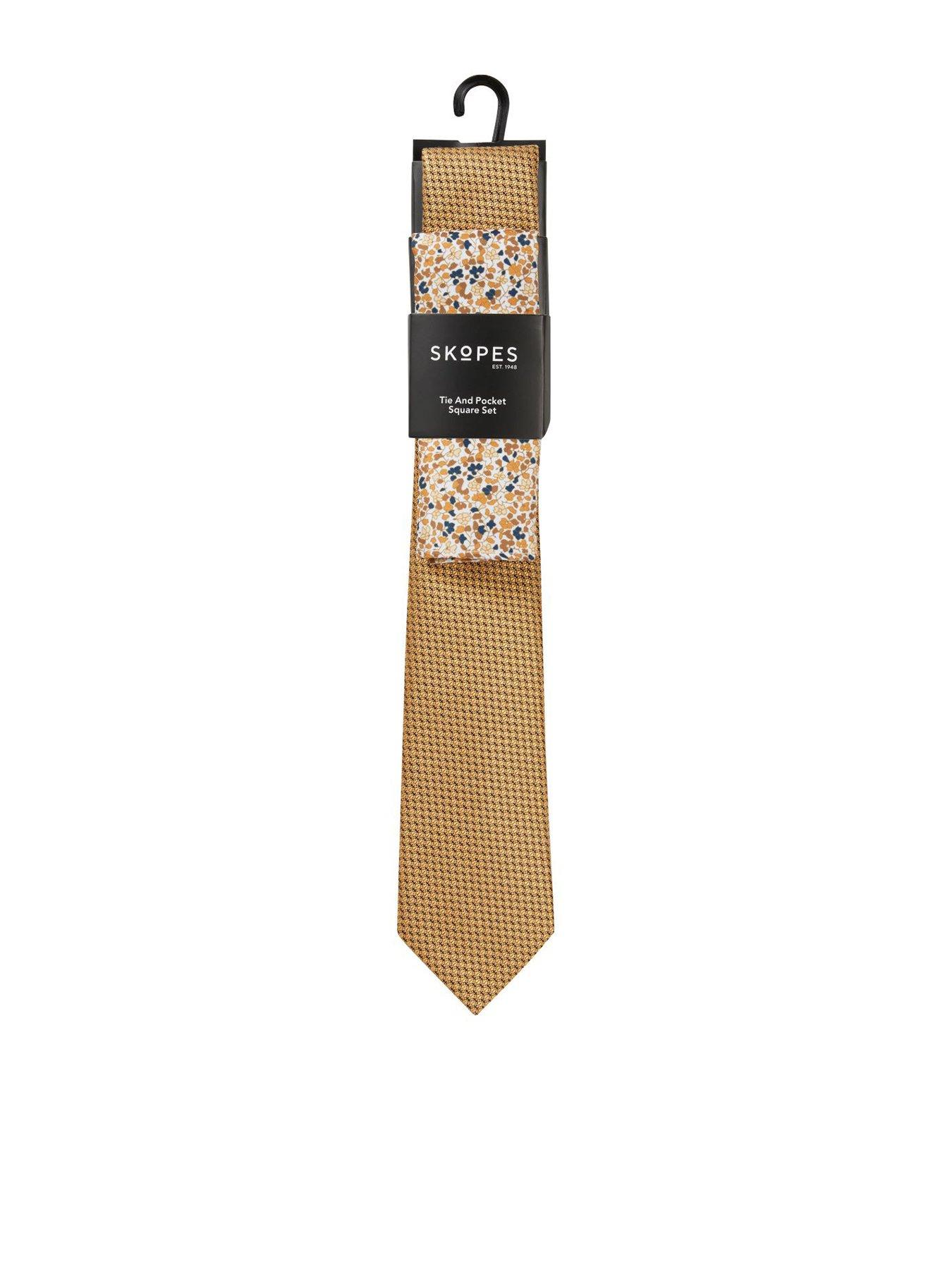 Skopes Textured Tie And Floral Pocket Square Set