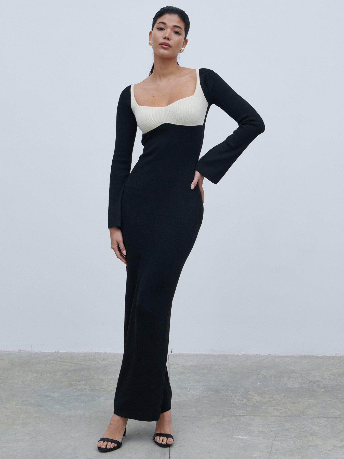 CREAM DRESS W/BLACK DETAILS main image 0