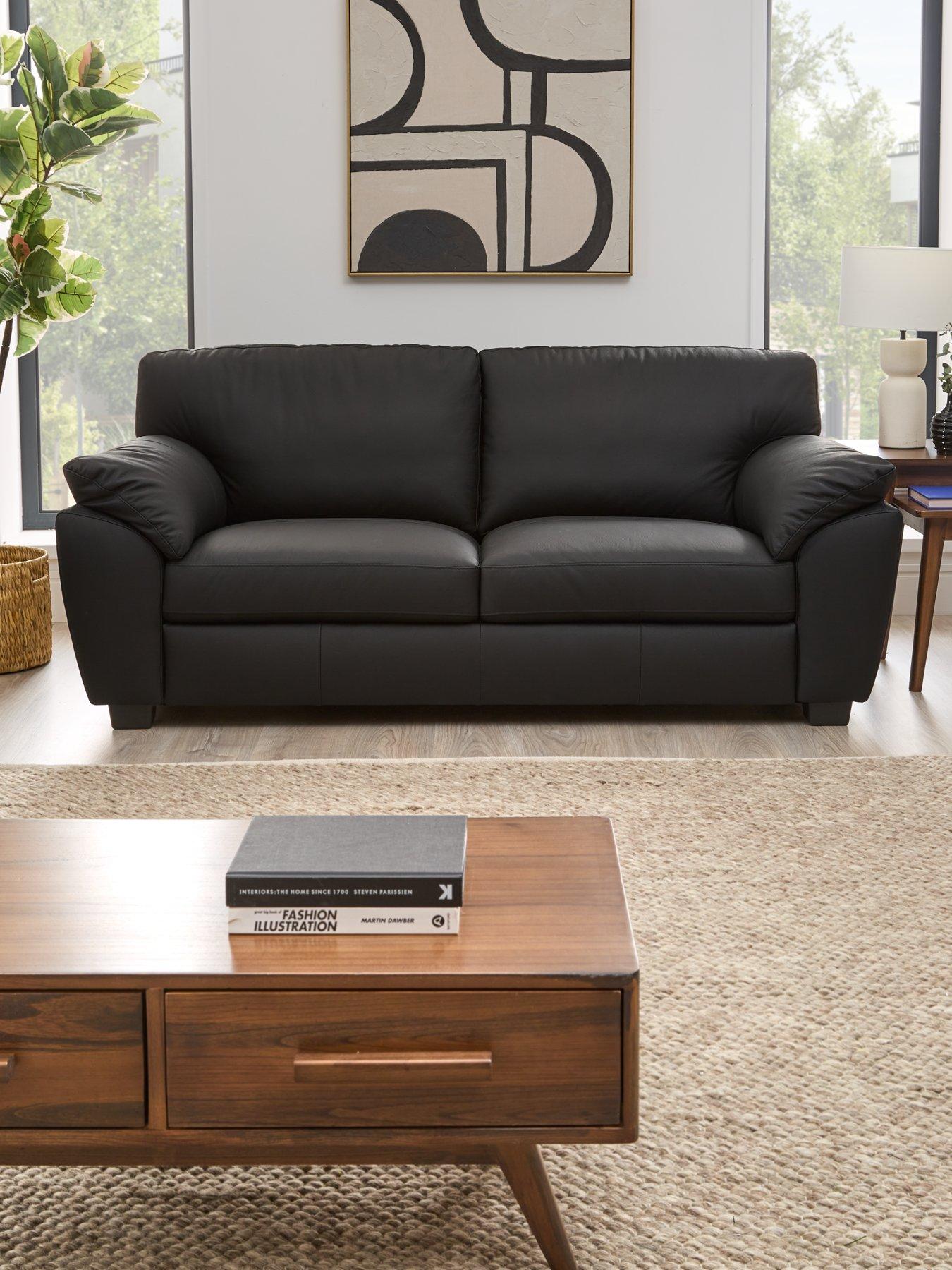 undefined Montreal Real Leather/Faux Leather 3 Seater Sofa - FSC Certified