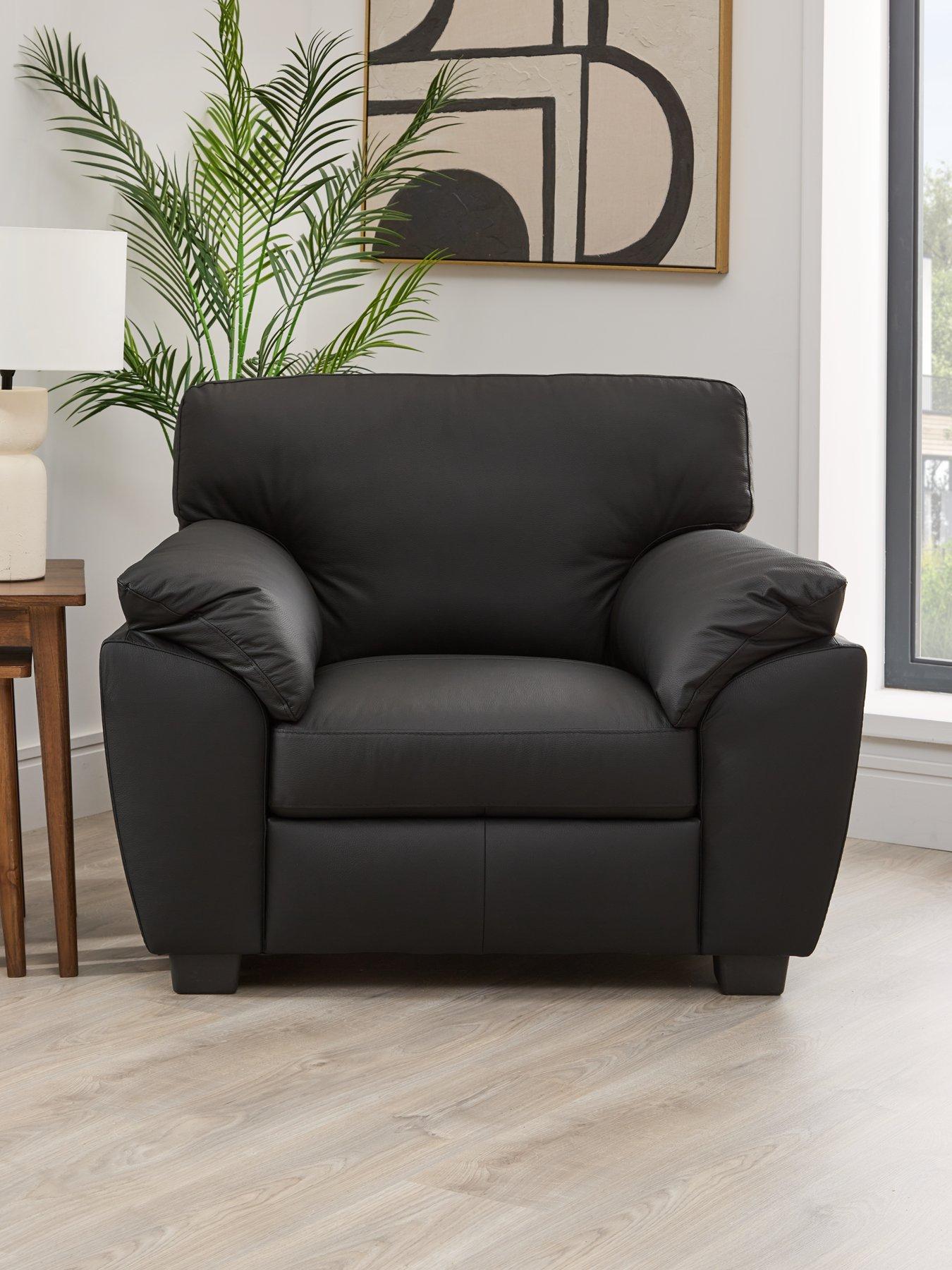 Product photograph of Very Home Montreal Real Leather Faux Leather Armchair - Fsc Certified from very.co.uk