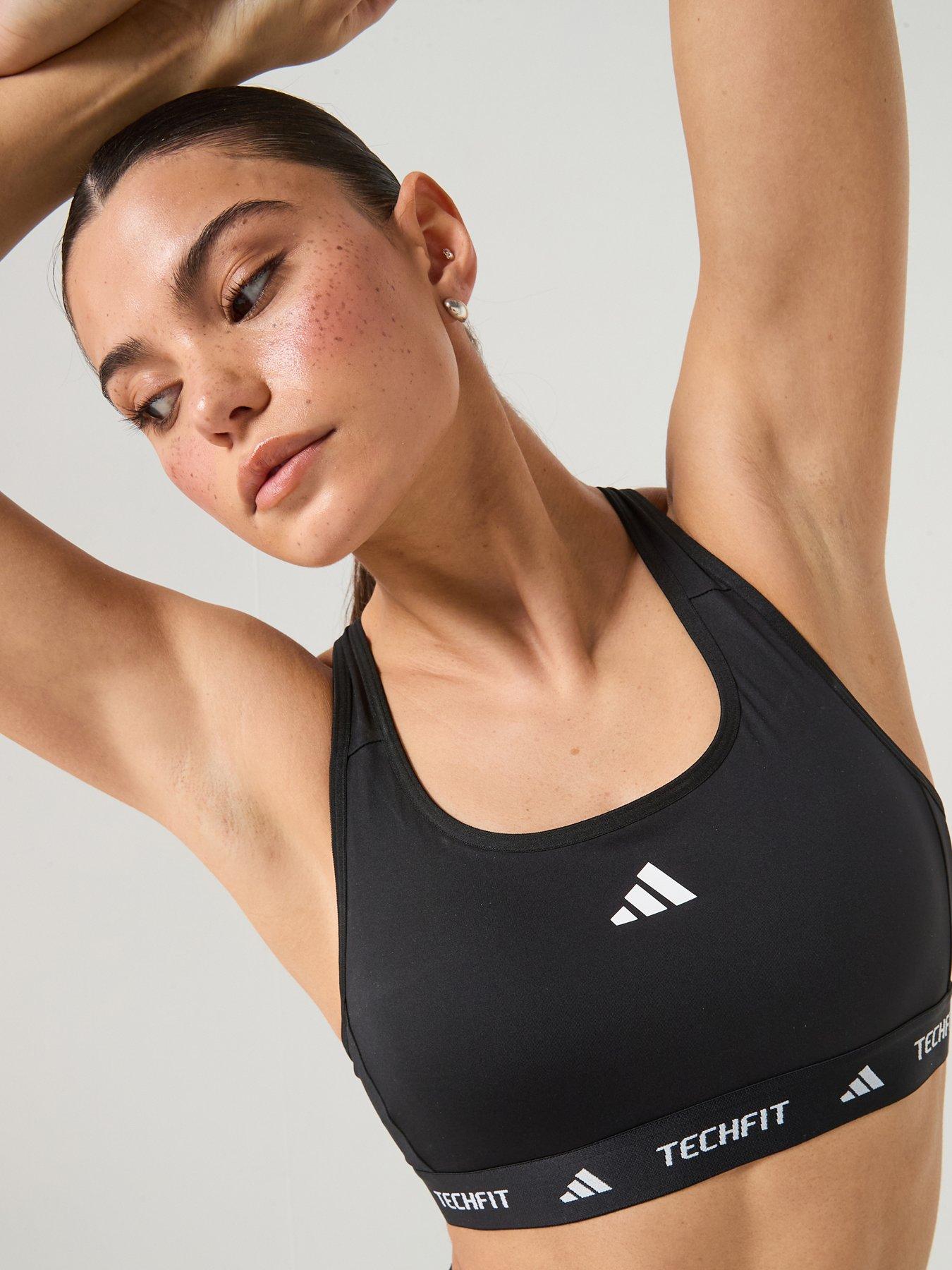 Image 1 of 6 of adidas Womens Training Tech Fit Midi Support Bra - Black