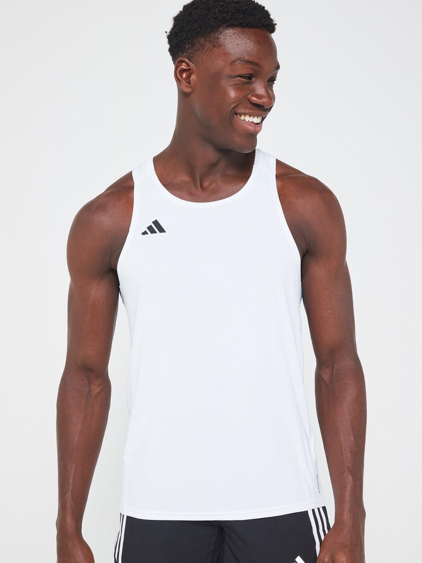 adidas Mens Running Adizero Tank Top White Very