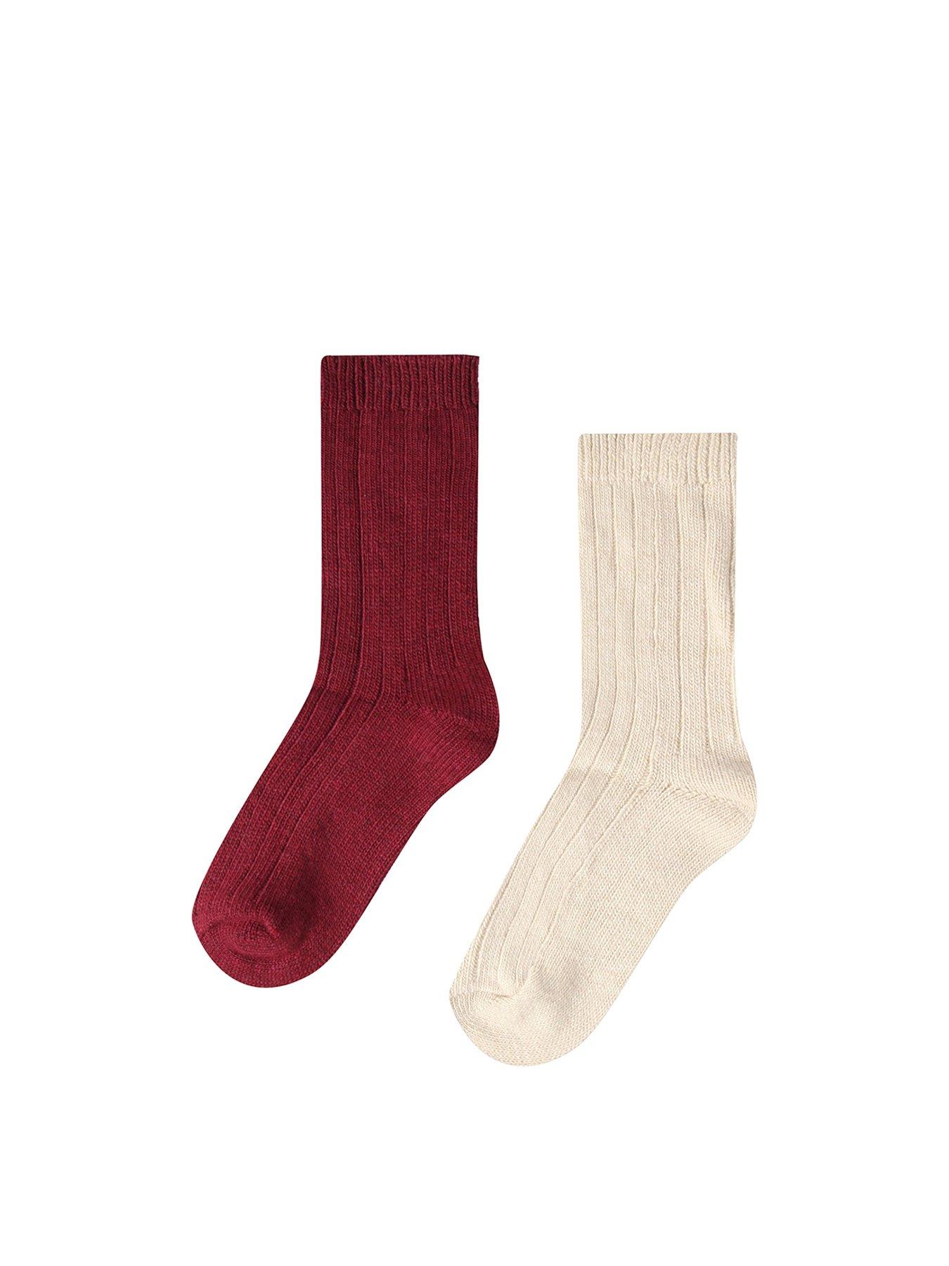 Image 1 of 4 of Glenmuir 2pk Cashmere Socks - Wine/Beige