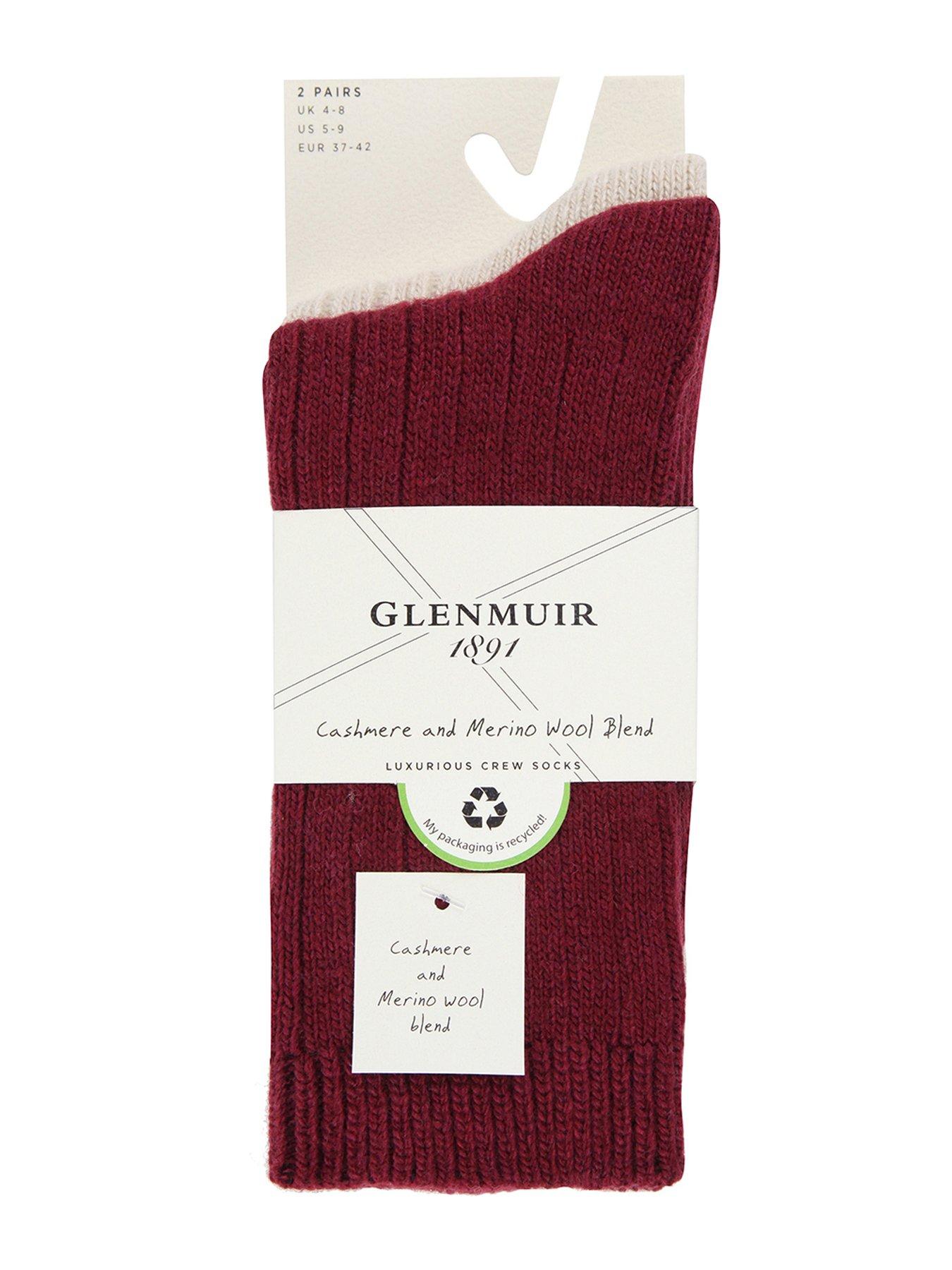 Image 4 of 4 of Glenmuir 2pk Cashmere Socks - Wine/Beige