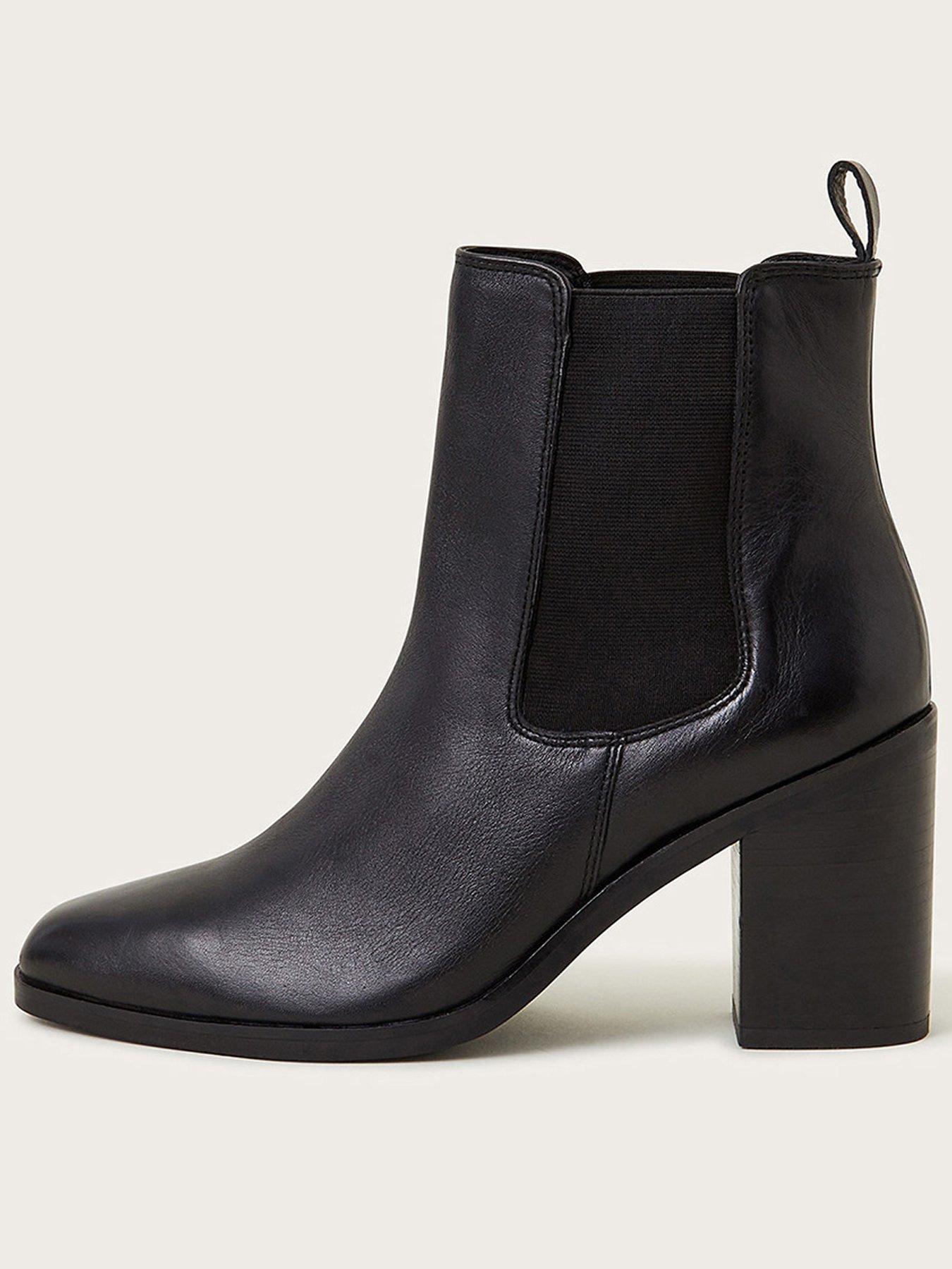 Image 1 of 4 of Monsoon Libby Leather Block Heeled Boots