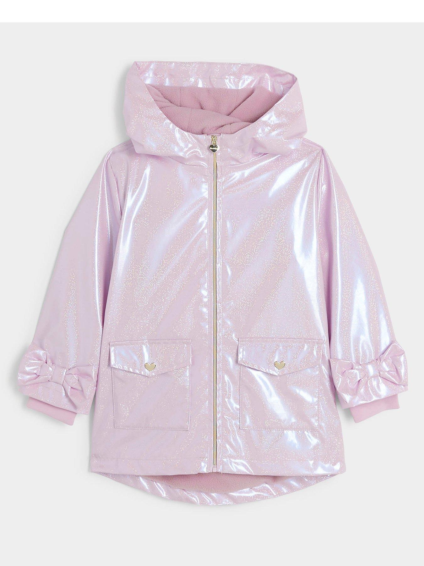 River Island Mini Mini Girl Glitter Rain Mac Pink