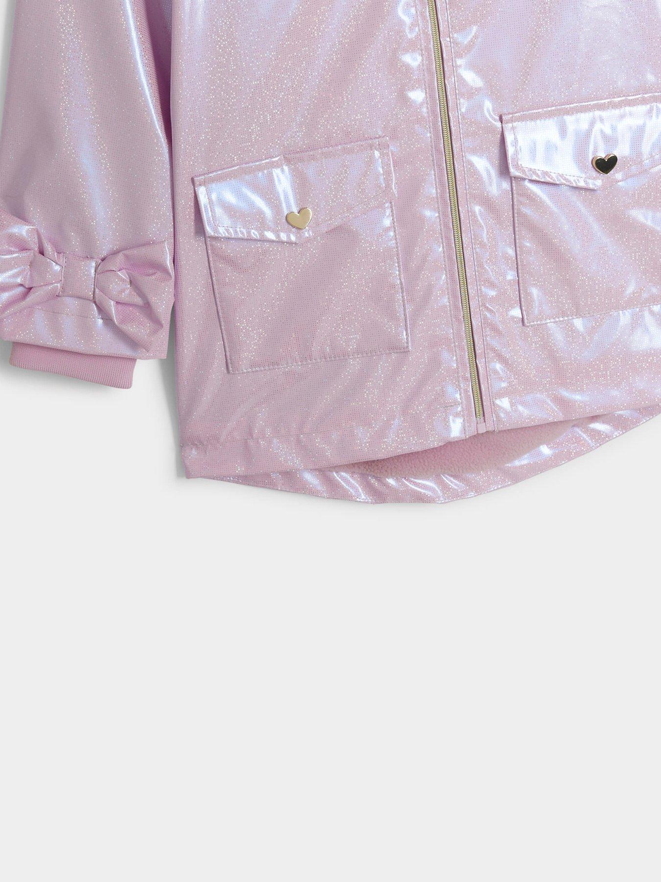 River Island Mini Mini Girl Glitter Rain Mac Pink Very