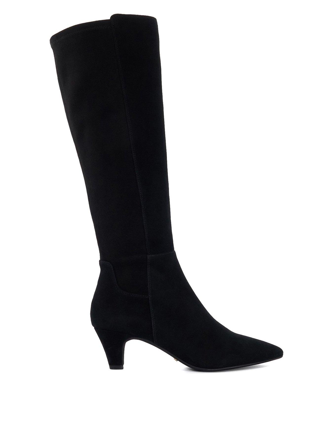 Dune black suede knee high boots best sale