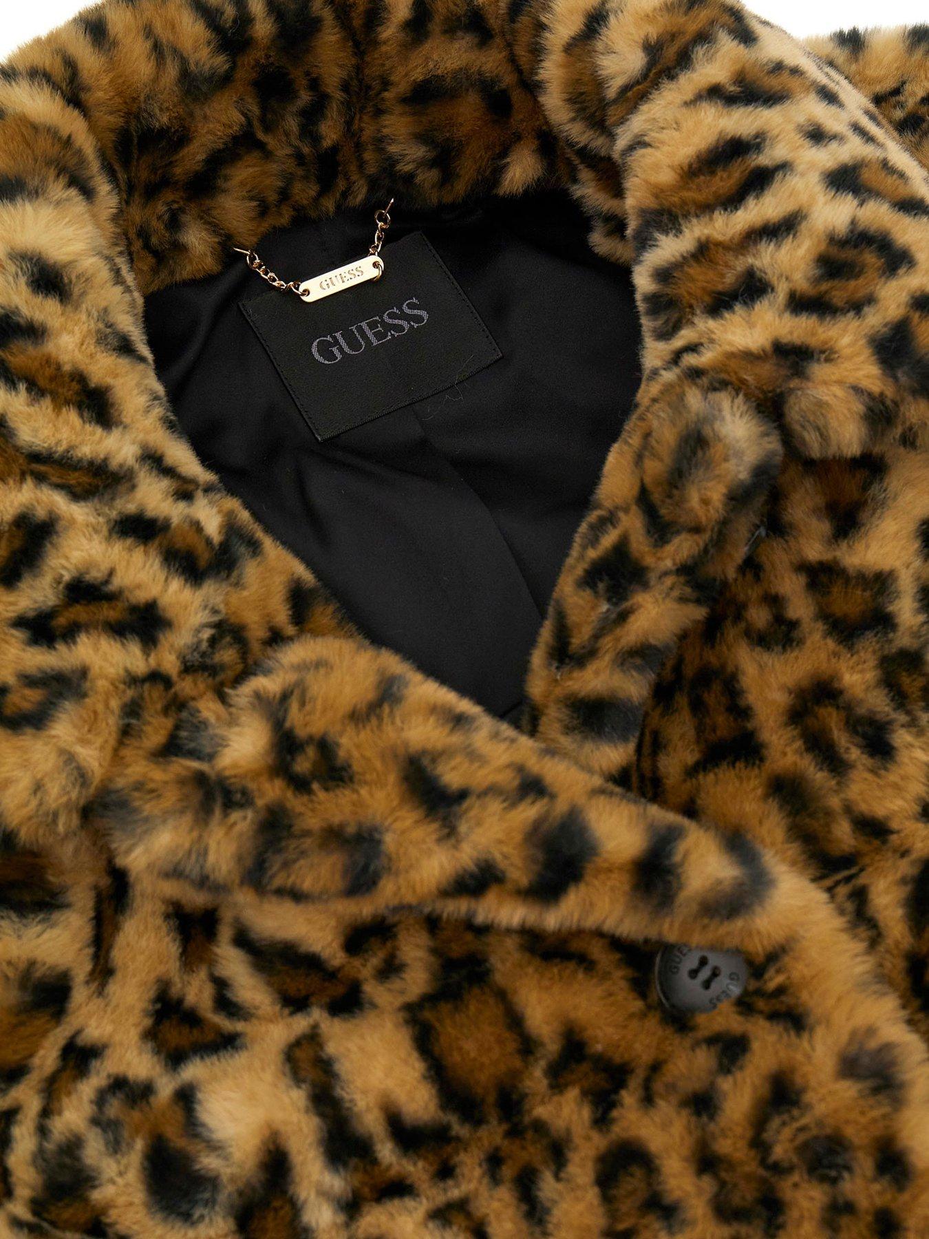 Cecile Print Leopard Faux Fur Coat