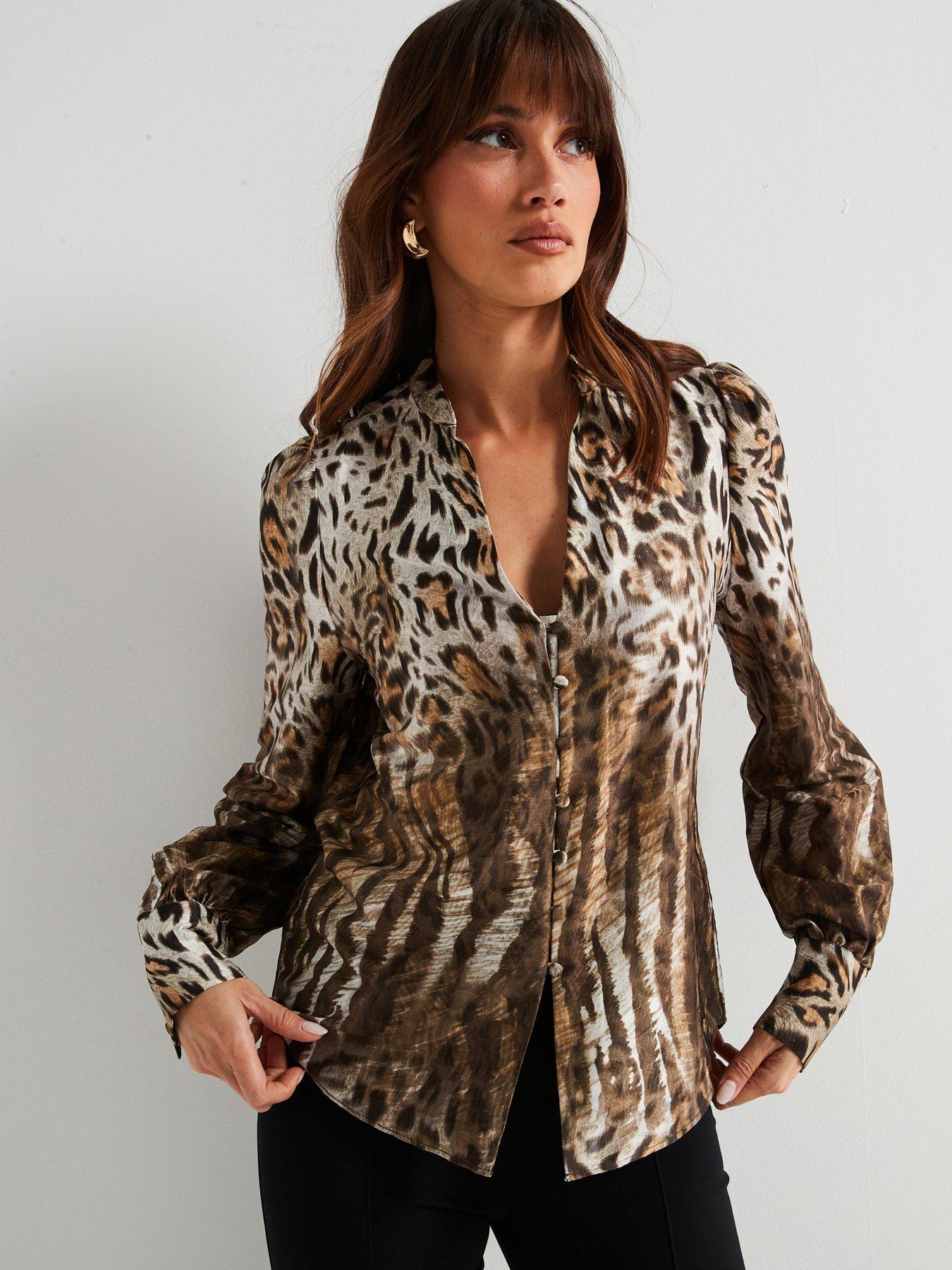 Guess New Long Sleeve Rita Buttons Shirt Brown Very