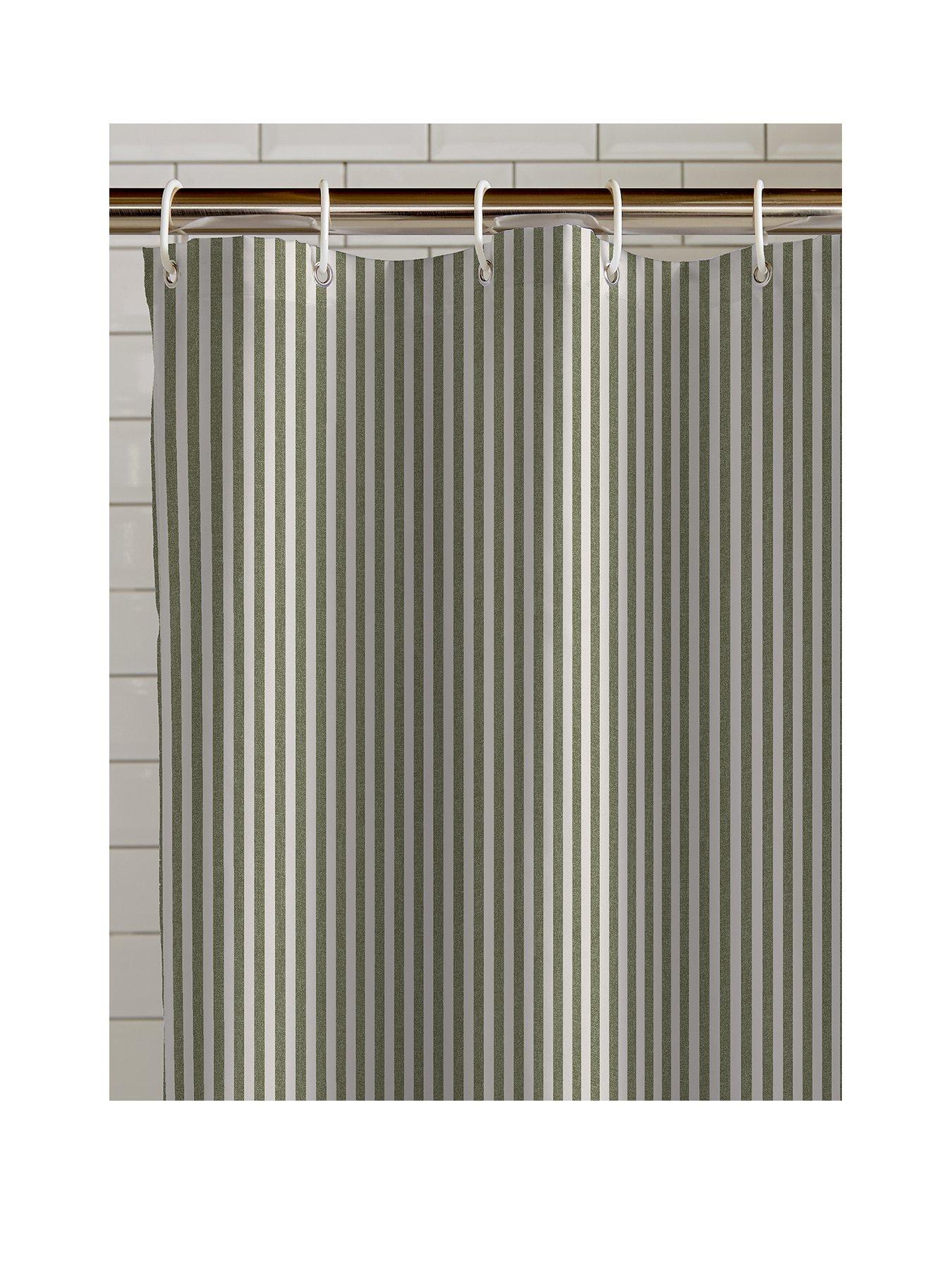 Product photograph of Catherine Lansfield Timeless Stripe Shower Curtain from very.co.uk