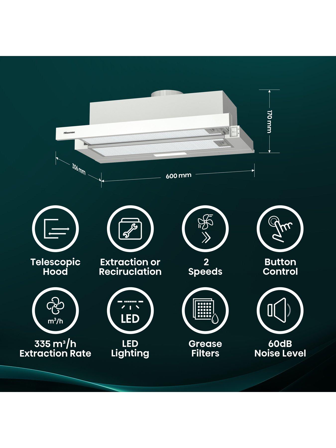 Image 2 of 7 of Hisense CH6T10BXUK 60cm Telescopic Cooker Hood - Stainless Steel