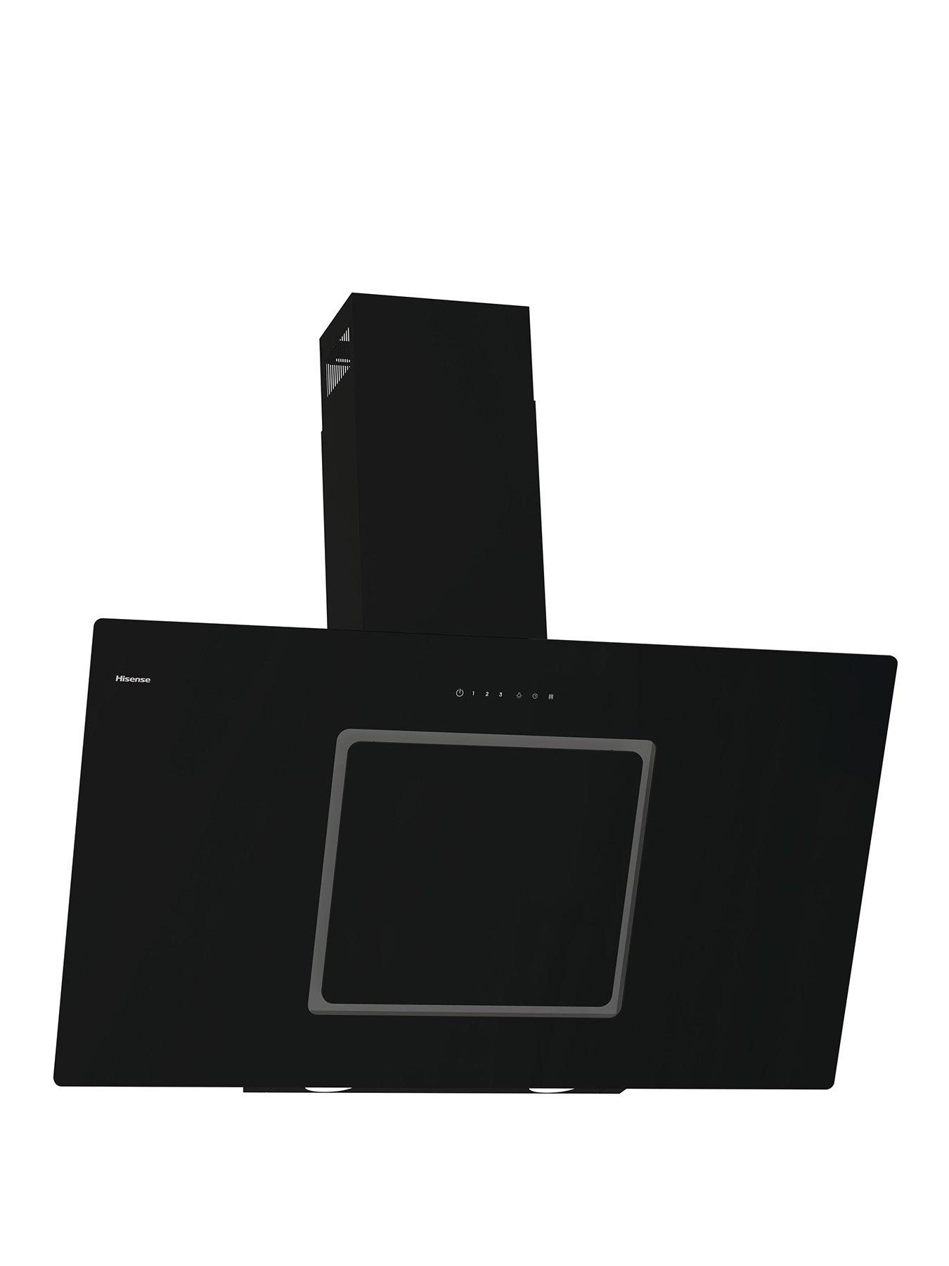 Image 1 of 7 of Hisense CH10IN14BBUK 100cm Black Glass Angled Cooker Hood - Jet Black