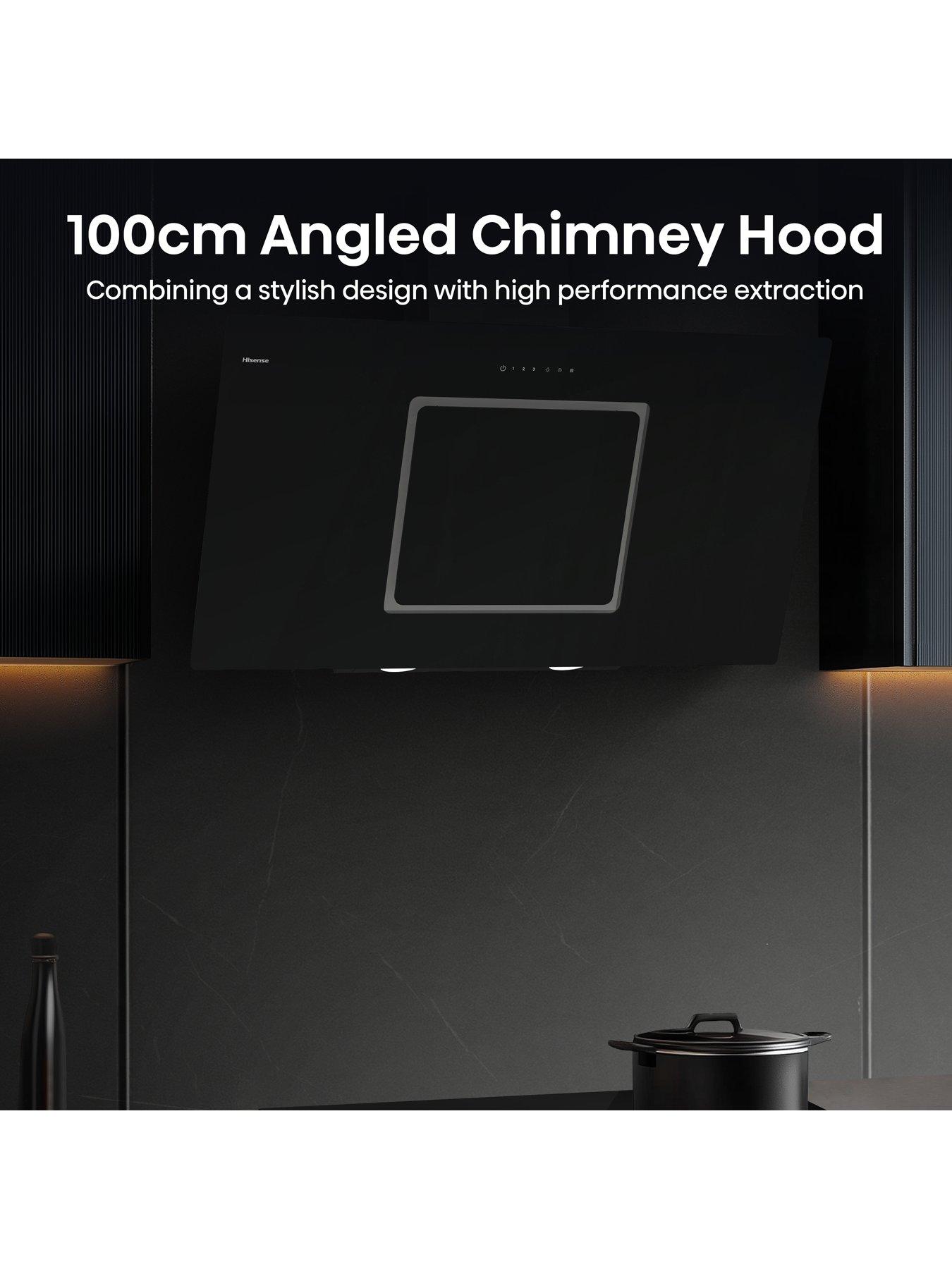Image 3 of 7 of Hisense CH10IN14BBUK 100cm Black Glass Angled Cooker Hood - Jet Black