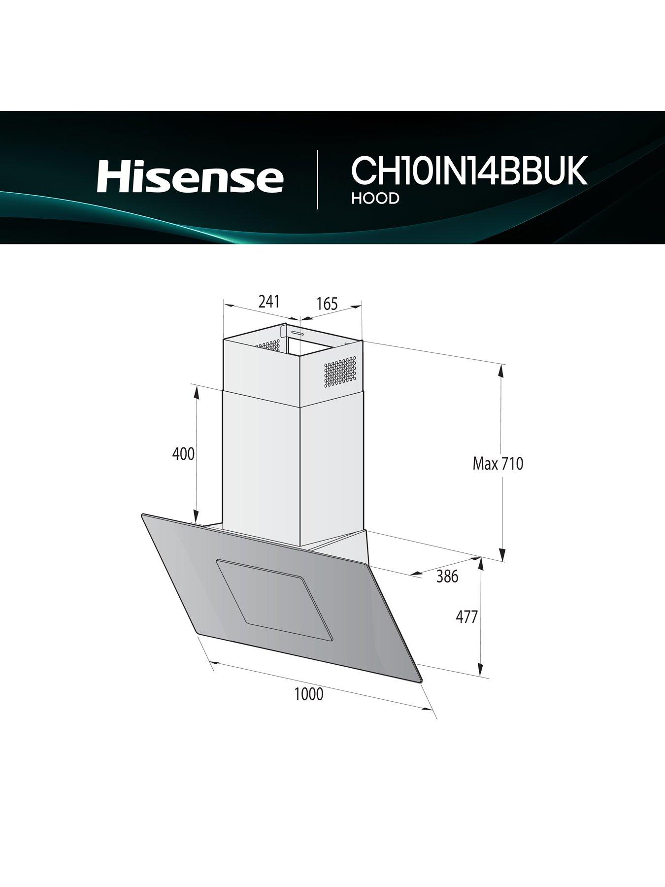Image 5 of 7 of Hisense CH10IN14BBUK 100cm Black Glass Angled Cooker Hood - Jet Black