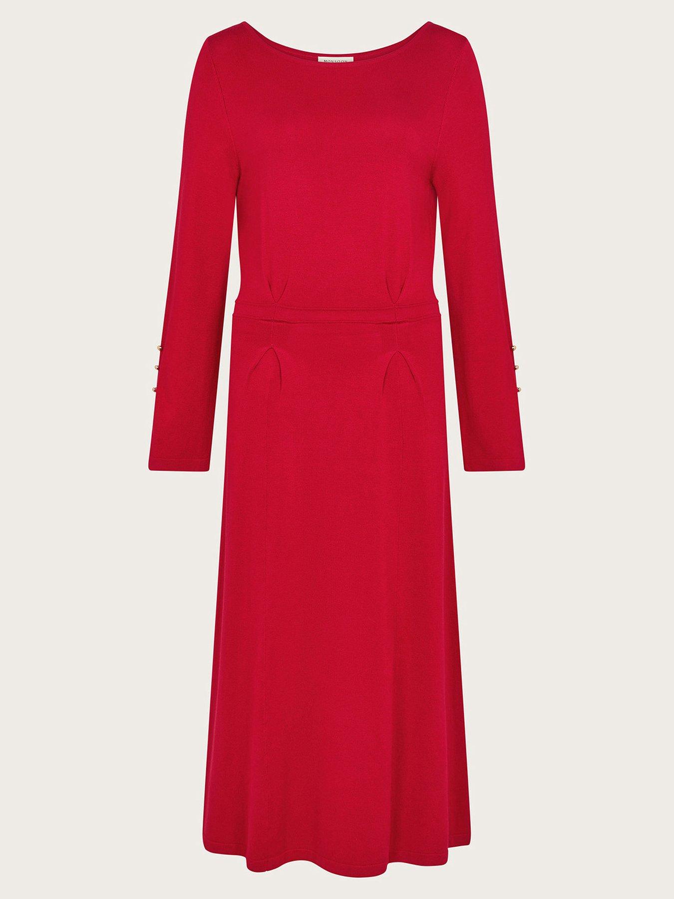 Monsoon Sal Slash Knit Dress Red Very