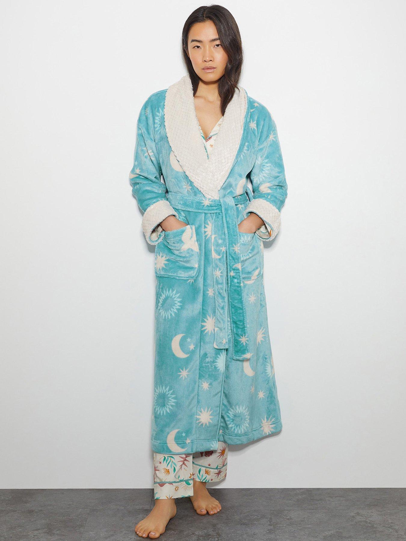 Monsoon Birdie Star Print Robe - Blue | Very