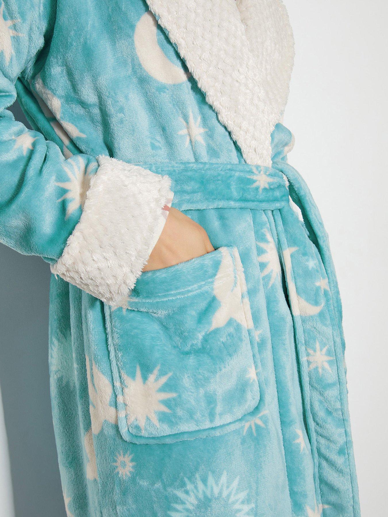 Monsoon Birdie Star Print Robe - Blue | Very