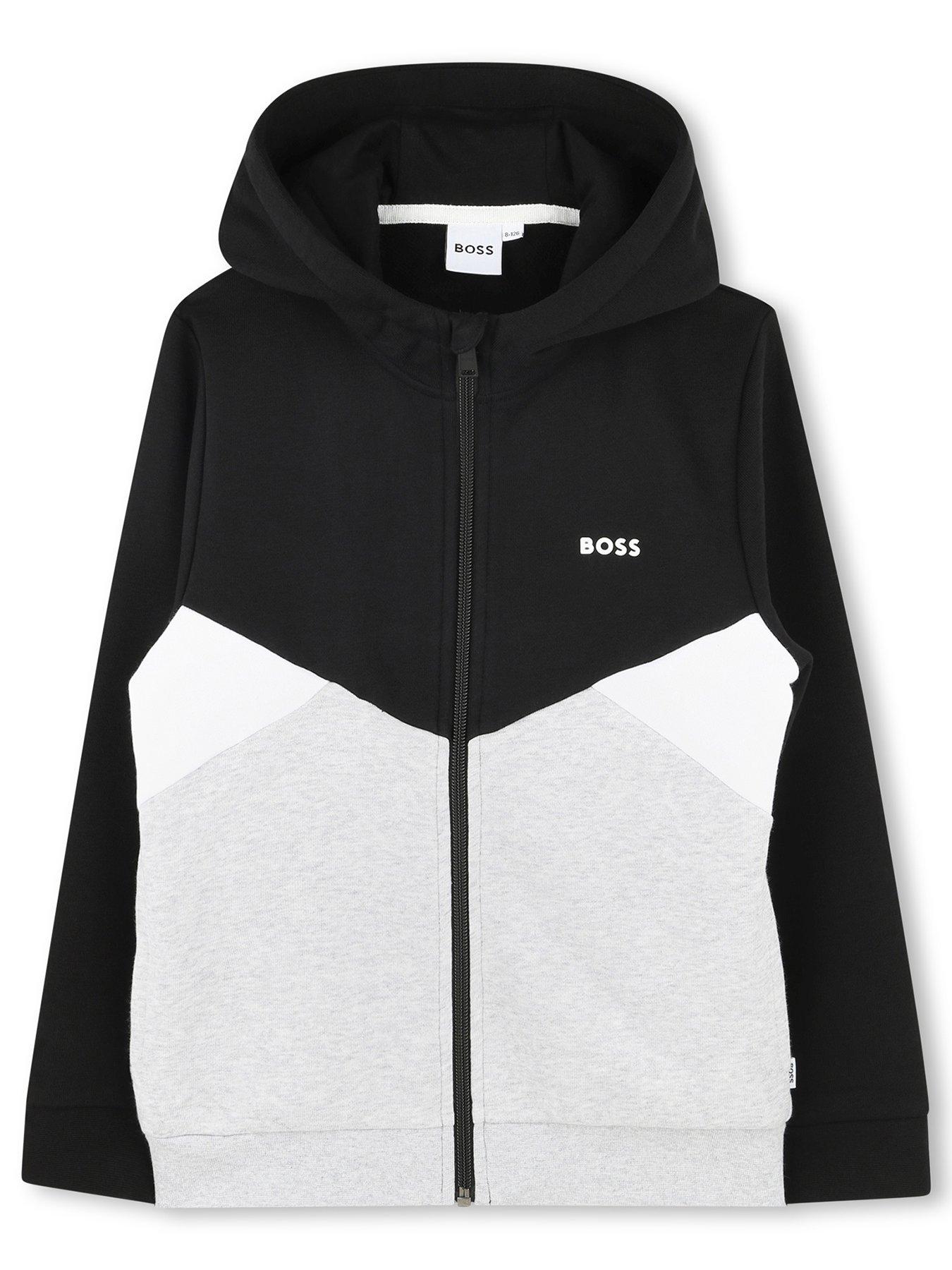 undefined Boys Colour Block Zip Thru Hoodie - Grey
