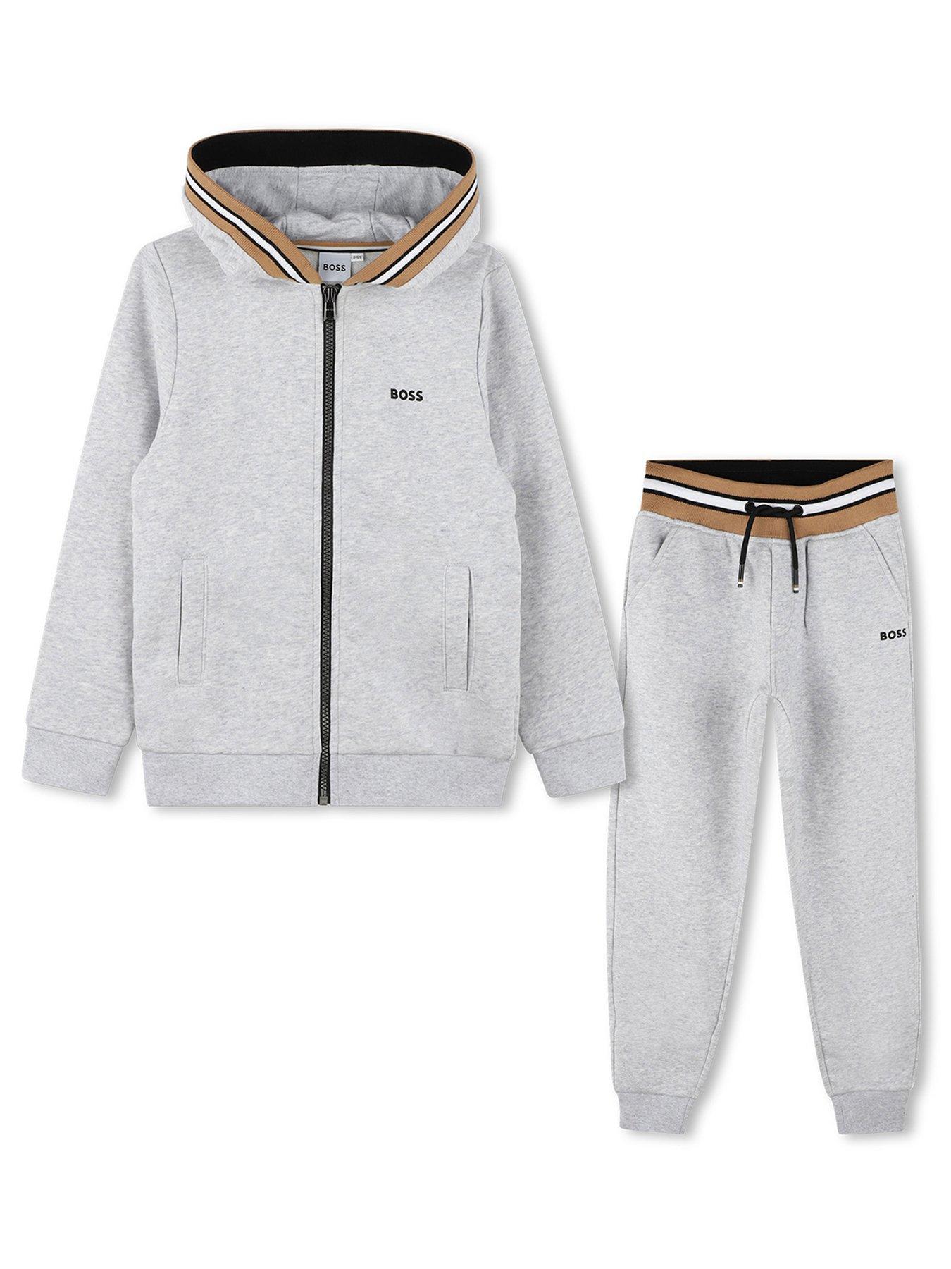 undefined Boys Zip Thru Sweat And Jog Set - Grey