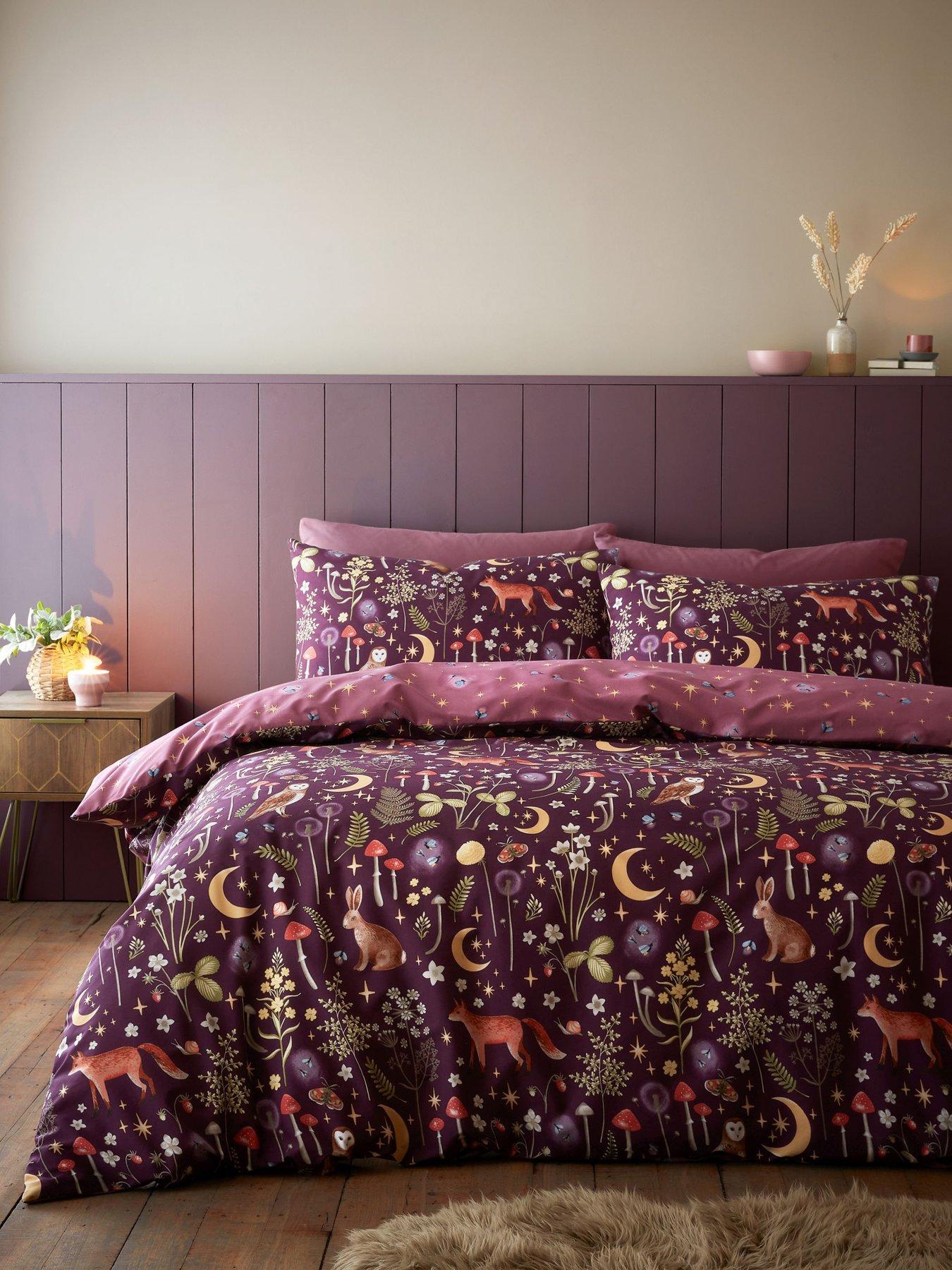Image 3 of 7 of Catherine Lansfield Enchanted Twilight Duvet Cover Set - Plum