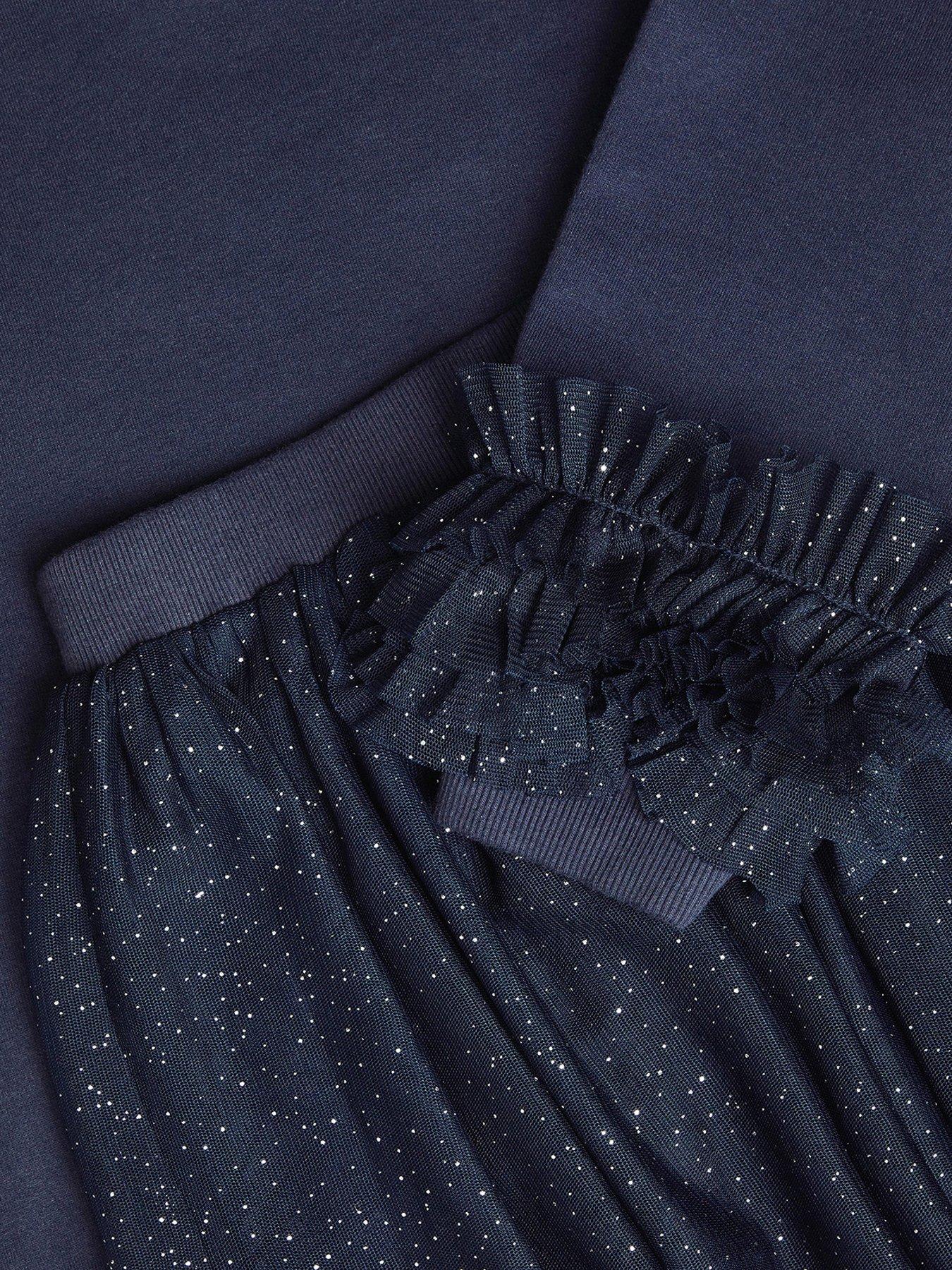 Image 3 of 3 of Monsoon Girls Sigrid Tulle Sweat Skirt Set - Navy