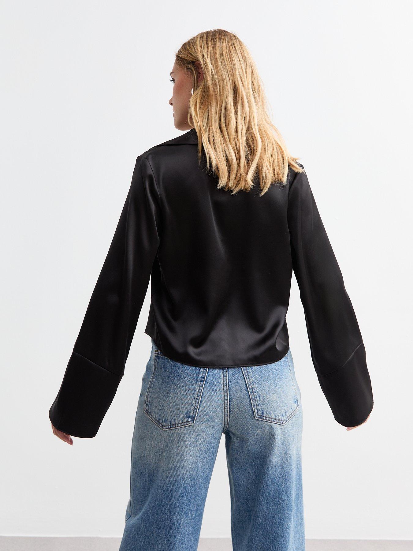 New Look Satin Shirt 2026.New Look Satin Tie Front Shirt - Black | Very