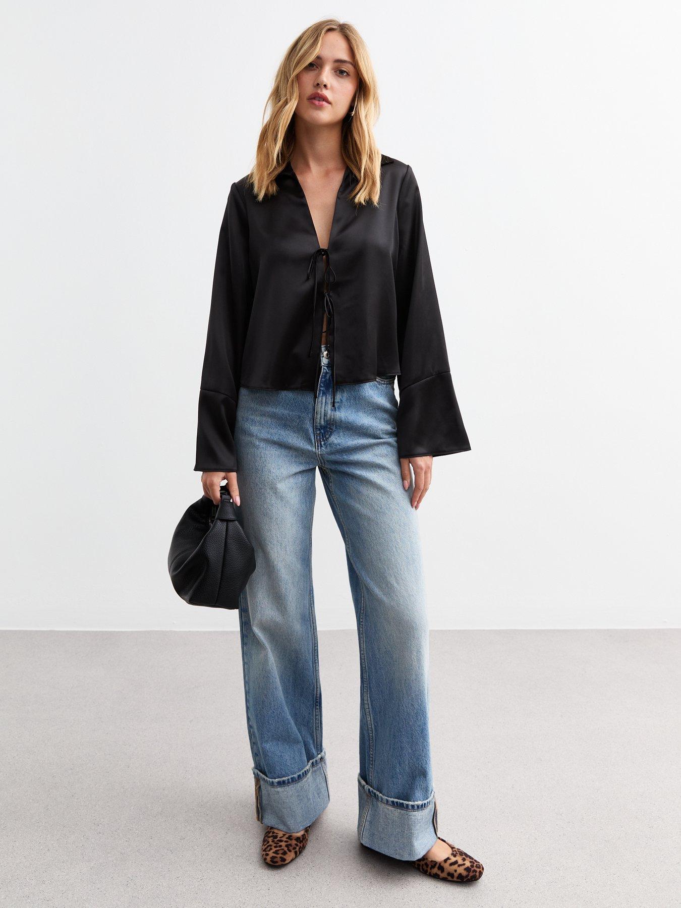 New Look Satin Shirt 2026.New Look Satin Tie Front Shirt - Black | Very