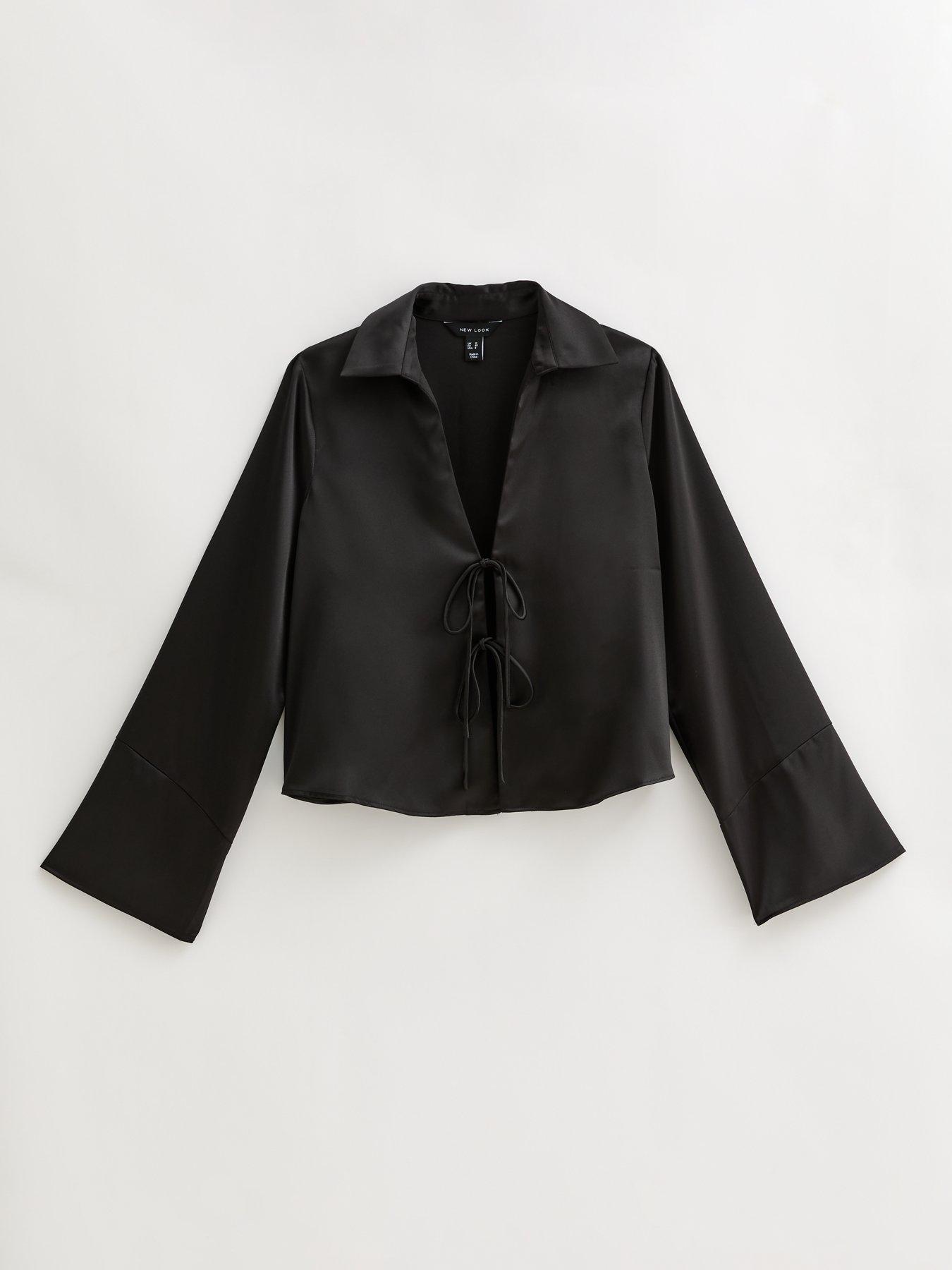 New Look Satin Shirt 2026.New Look Satin Tie Front Shirt - Black | Very